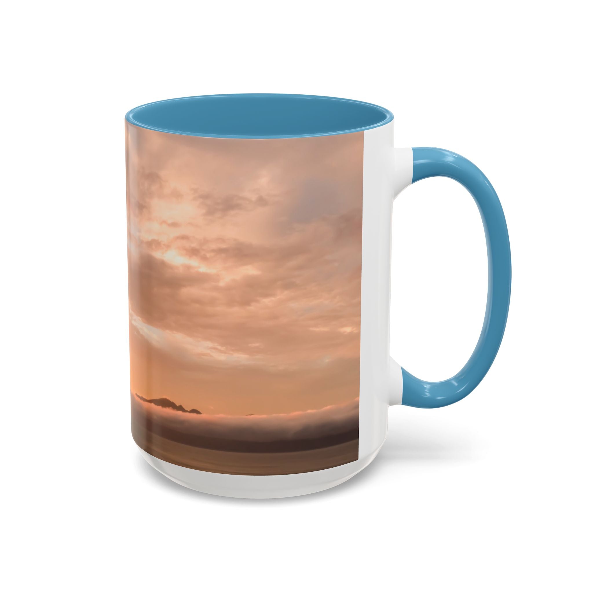 Wisdom Embodiment . Sunset Sky Accent Coffee Mug - Perfect for Cozy Mornings and Relaxing Evenings