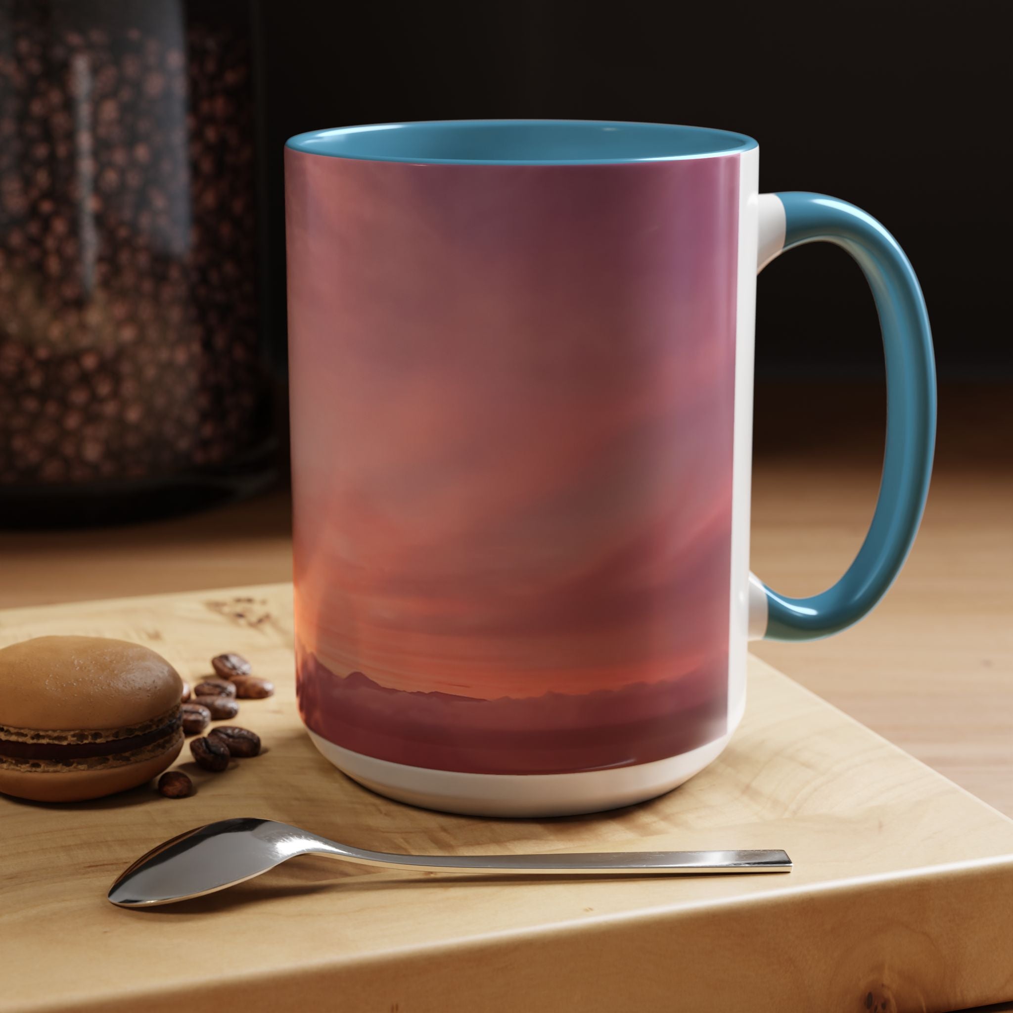 Love Embodiment . Sunset Sky Accent Coffee Mug - Perfect for Cozy Mornings and Relaxing Evenings