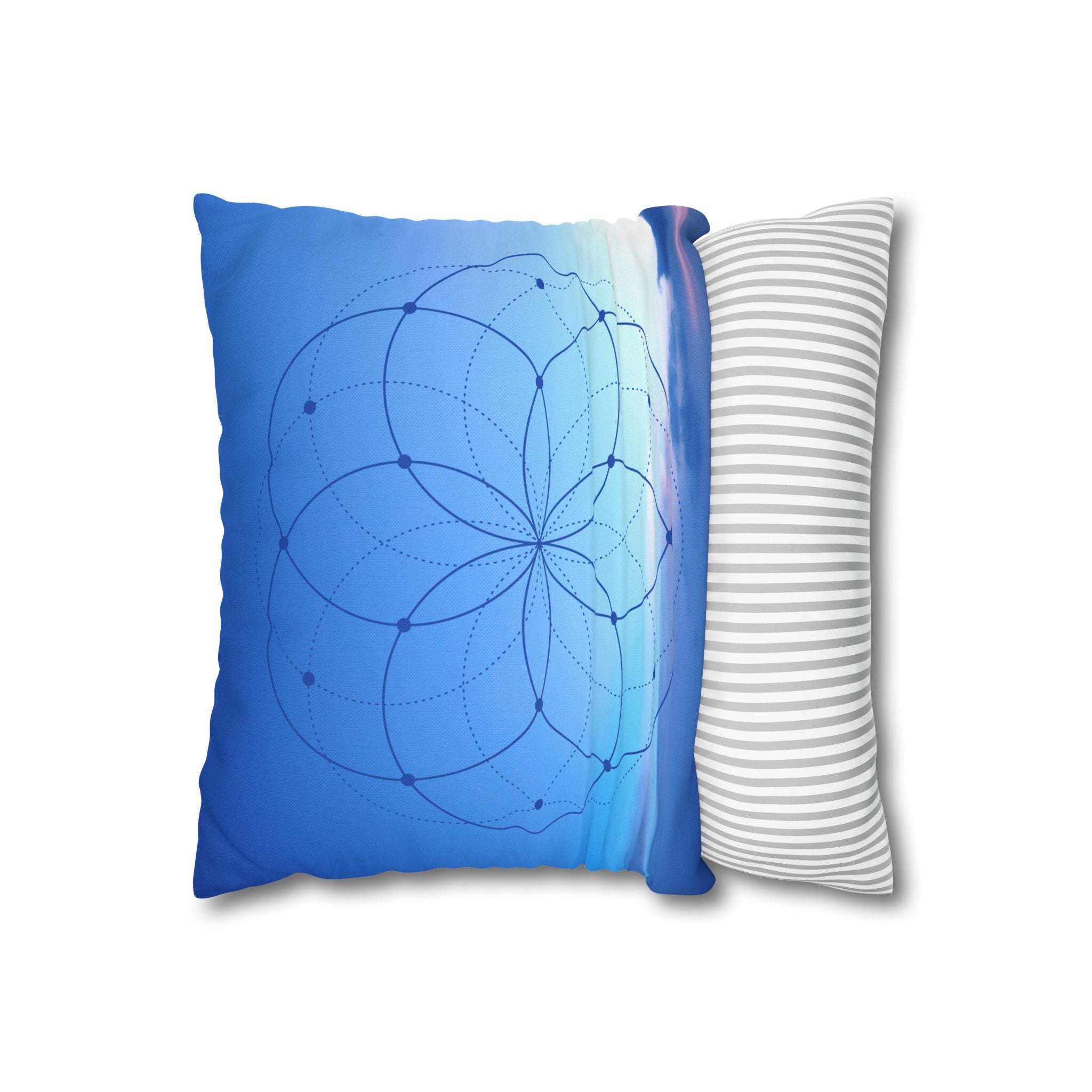 Square Pillowcase - Flower of Life Sacred Geometry Sunset Design