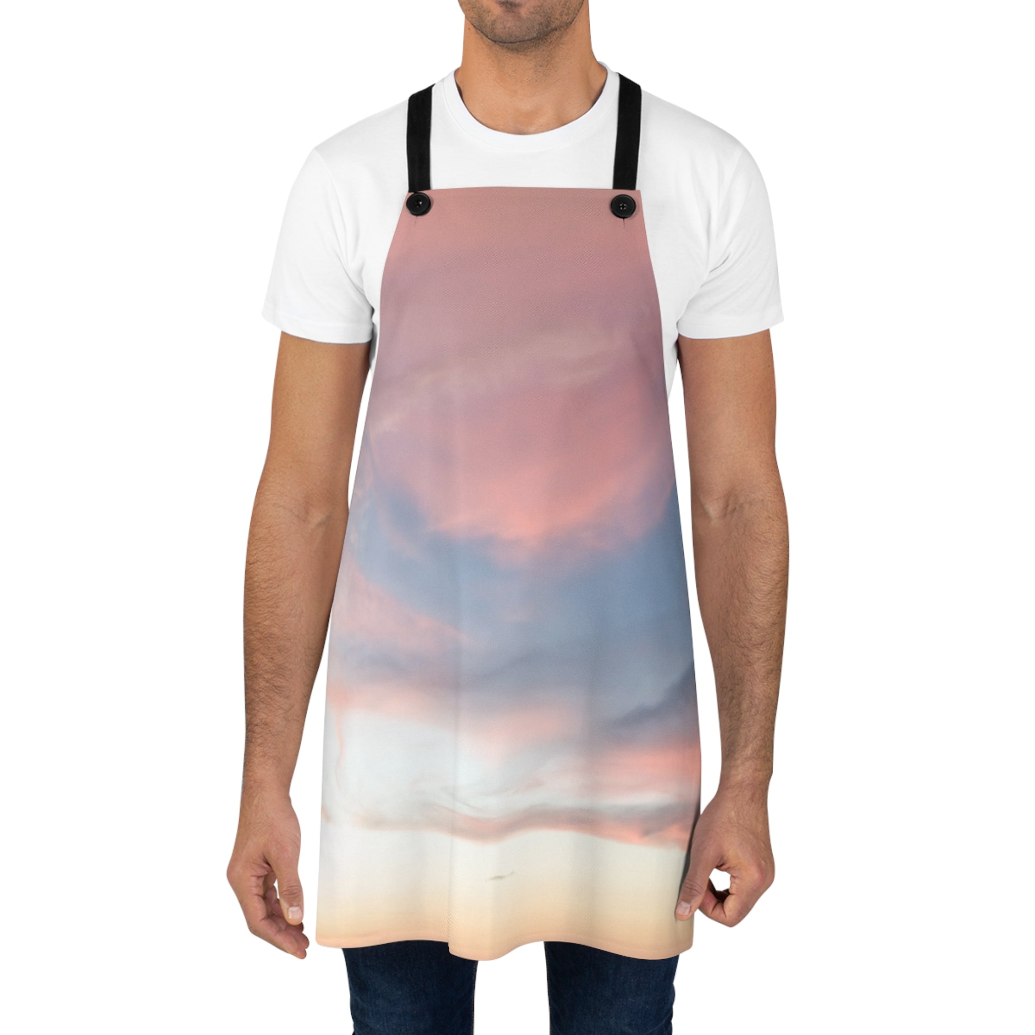 Love Manifestation. Sunset Sky Apron - Vibrant All-Over Print for Cooking Enthusiasts