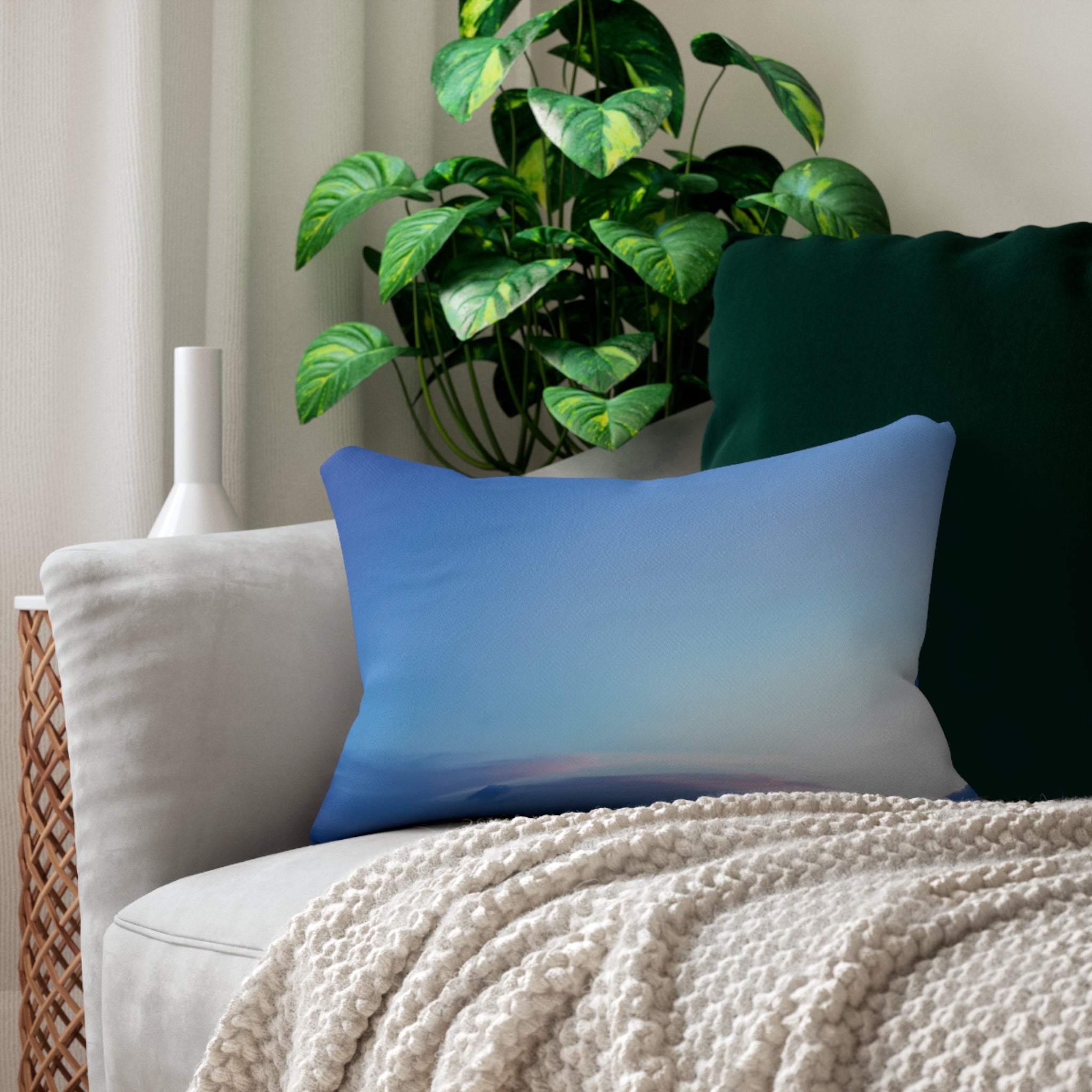 Power Awakening - Serene Blue Sky Lumbar Pillow