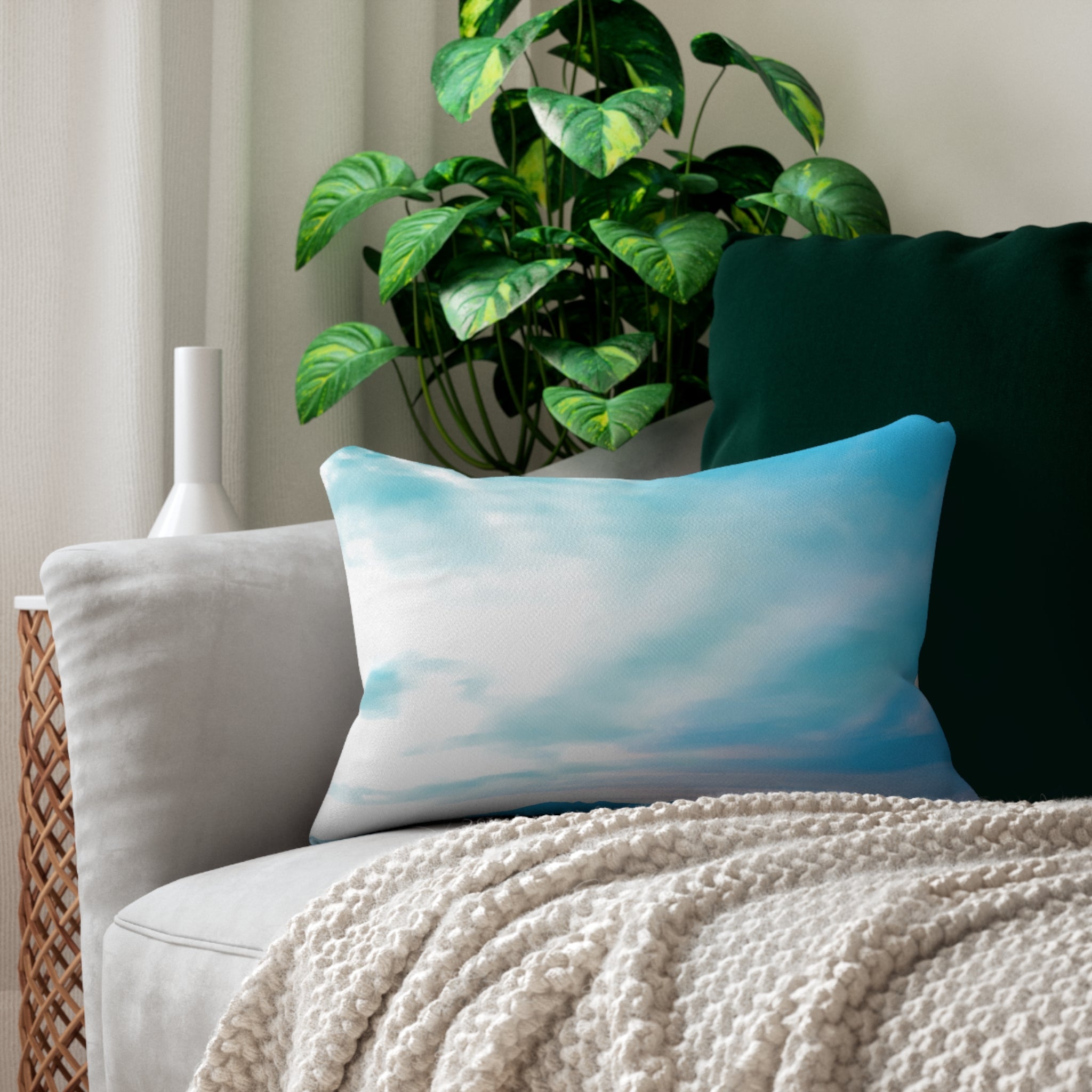 Power Embodiment - Serene Blue Sky Lumbar Pillow