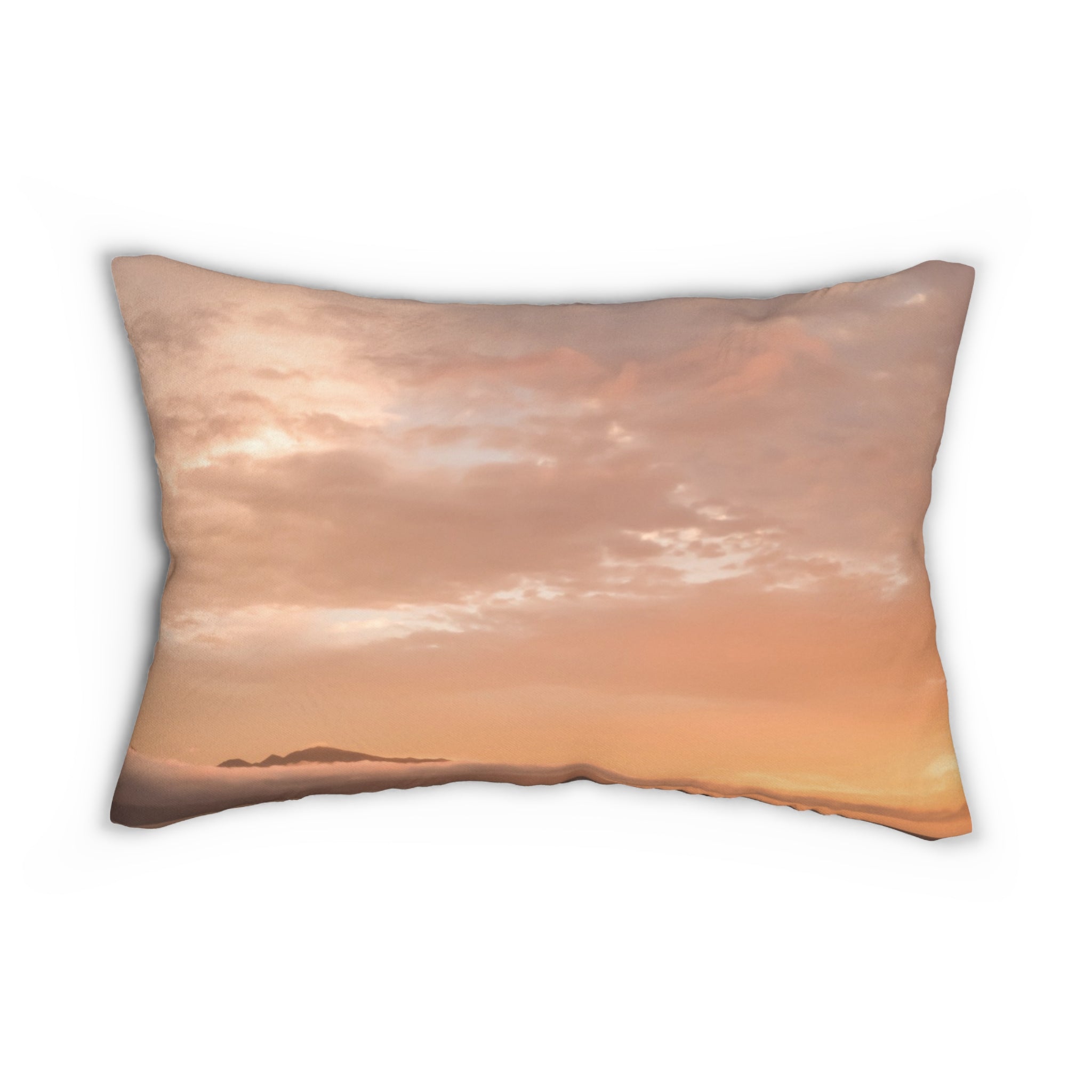 Wisdom Embodiment - Sunset Serenity Lumbar Pillow - Cozy Home Decor for Relaxation