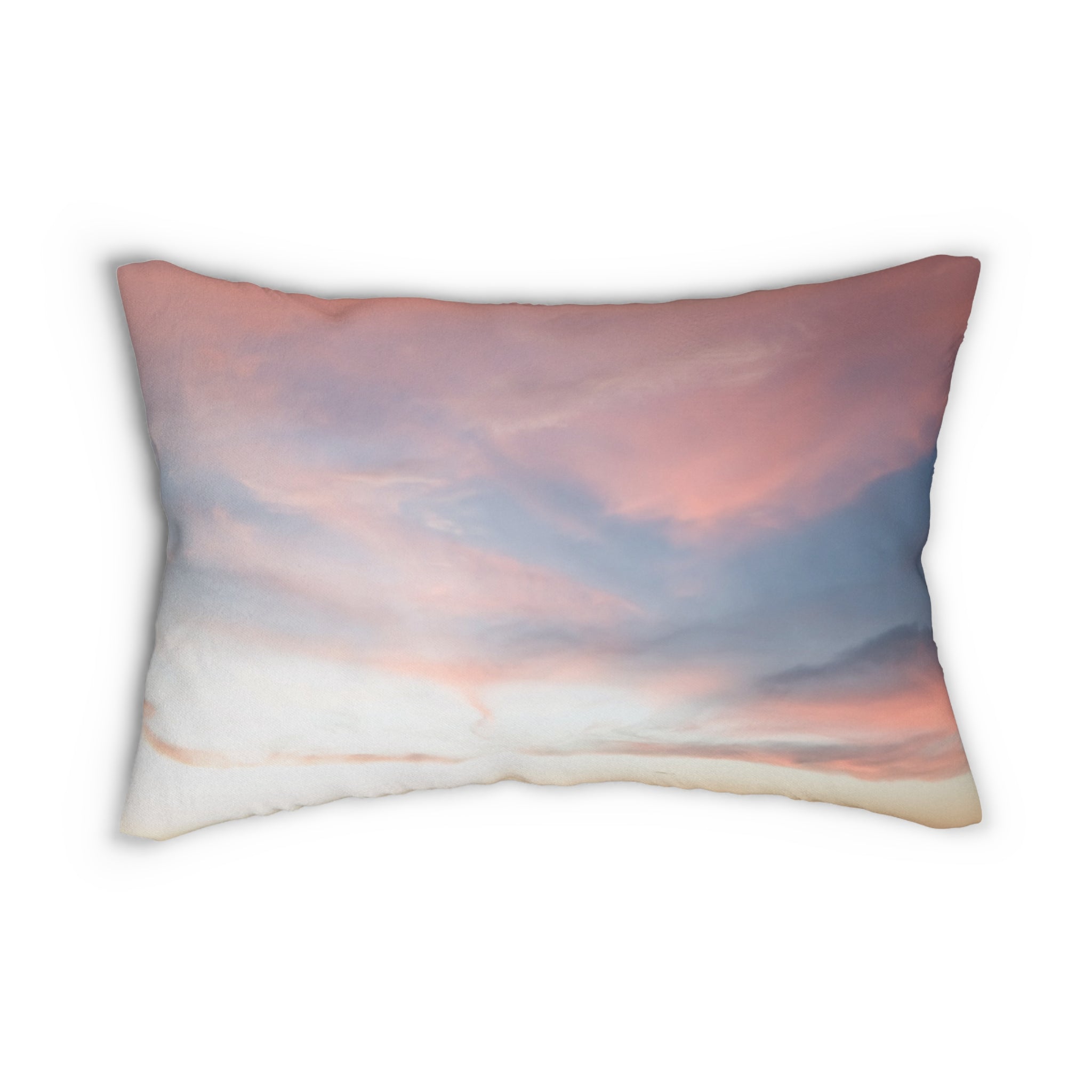 Love Manifestation . Sunset Clouds Lumbar Pillow - Soft Spun Polyester Decorative Cushion