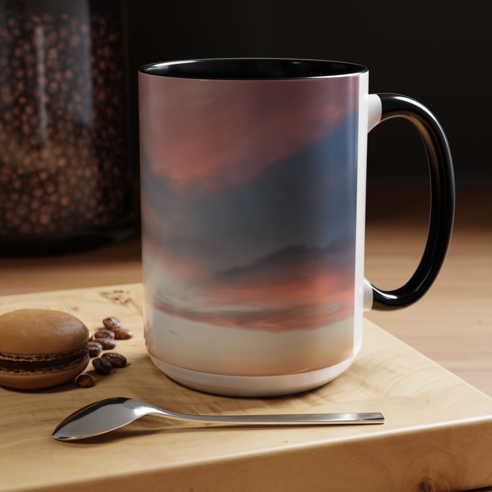 Love Manifestation . Sunset Sky Accent Coffee Mug - Perfect for Morning Rituals, Gift for Coffee Lovers, Home Decor, Office Mugs, Relaxation