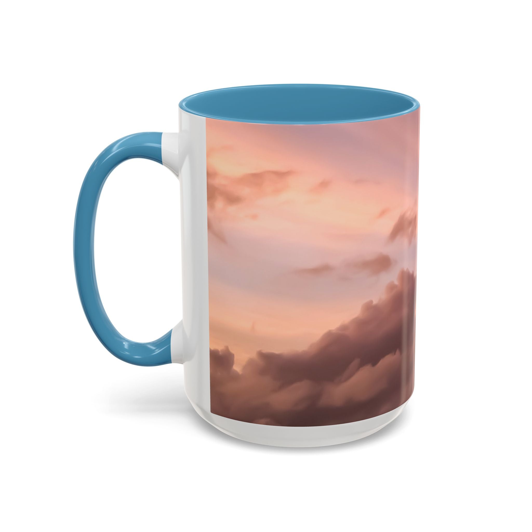 Love Connection . Sunset Sky Accent Coffee Mug - Perfect for Cozy Mornings and Relaxing Evenings