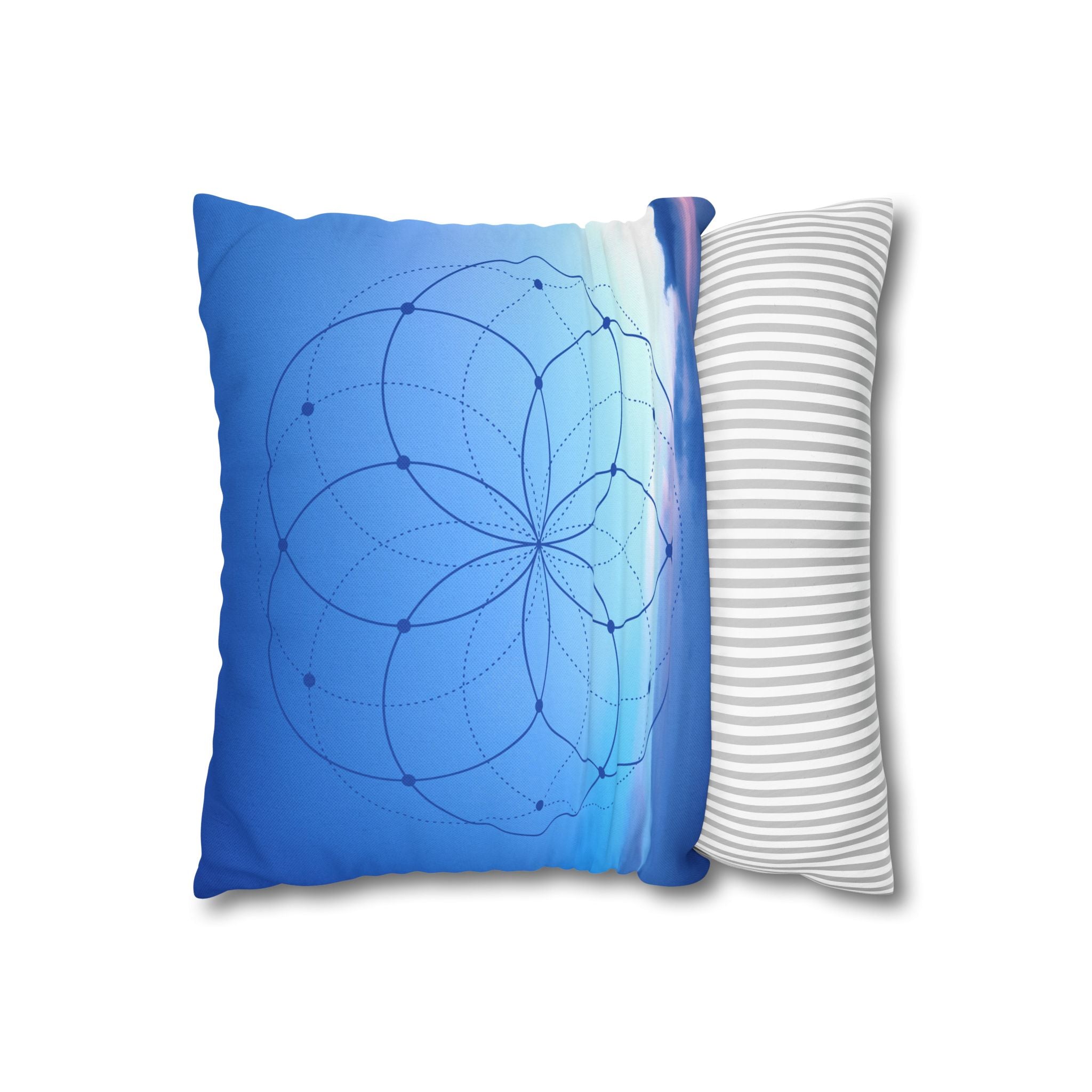 Square Pillowcase - Flower of Life Sacred Geometry Sunset Design