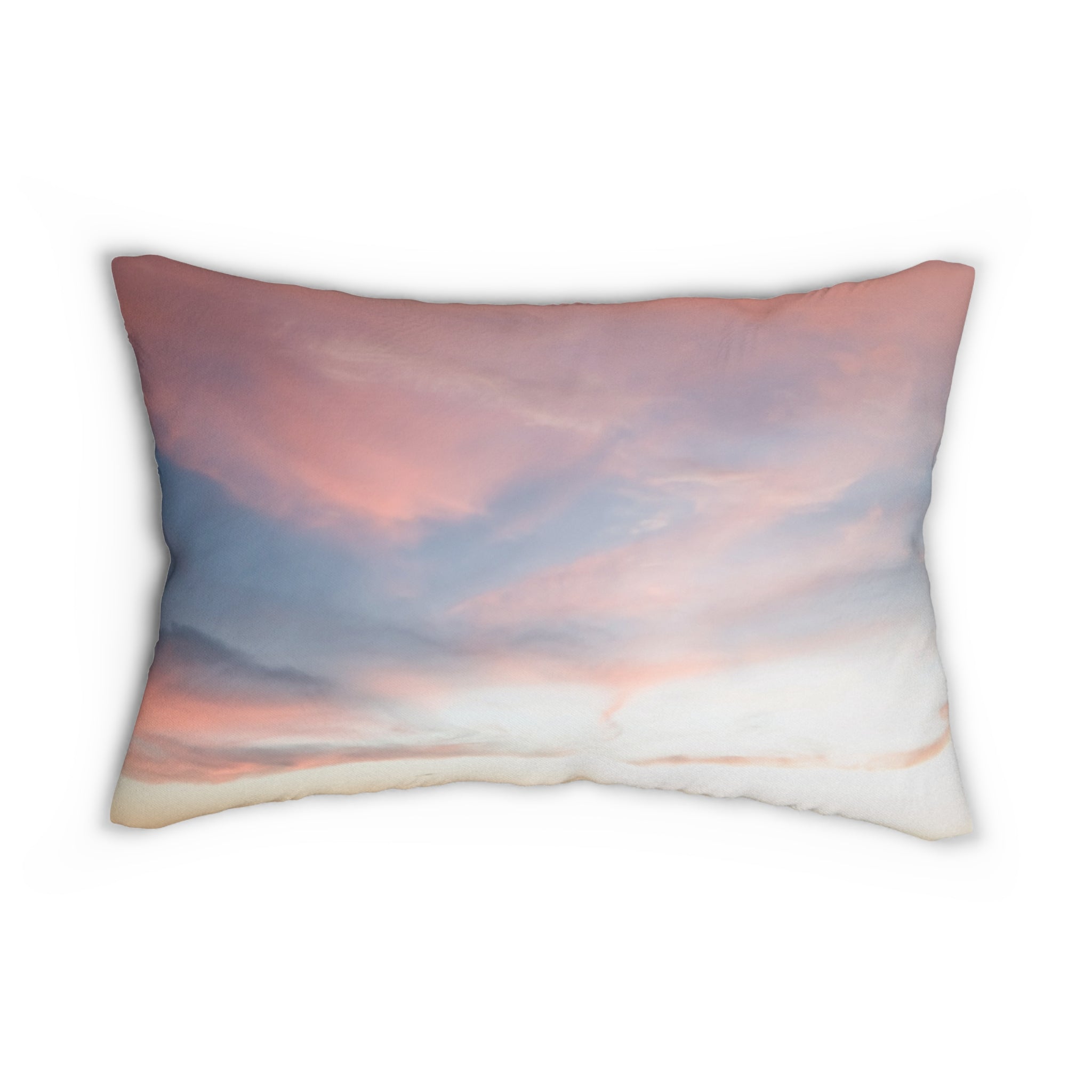 Love Manifestation . Sunset Clouds Lumbar Pillow - Soft Spun Polyester Decorative Cushion