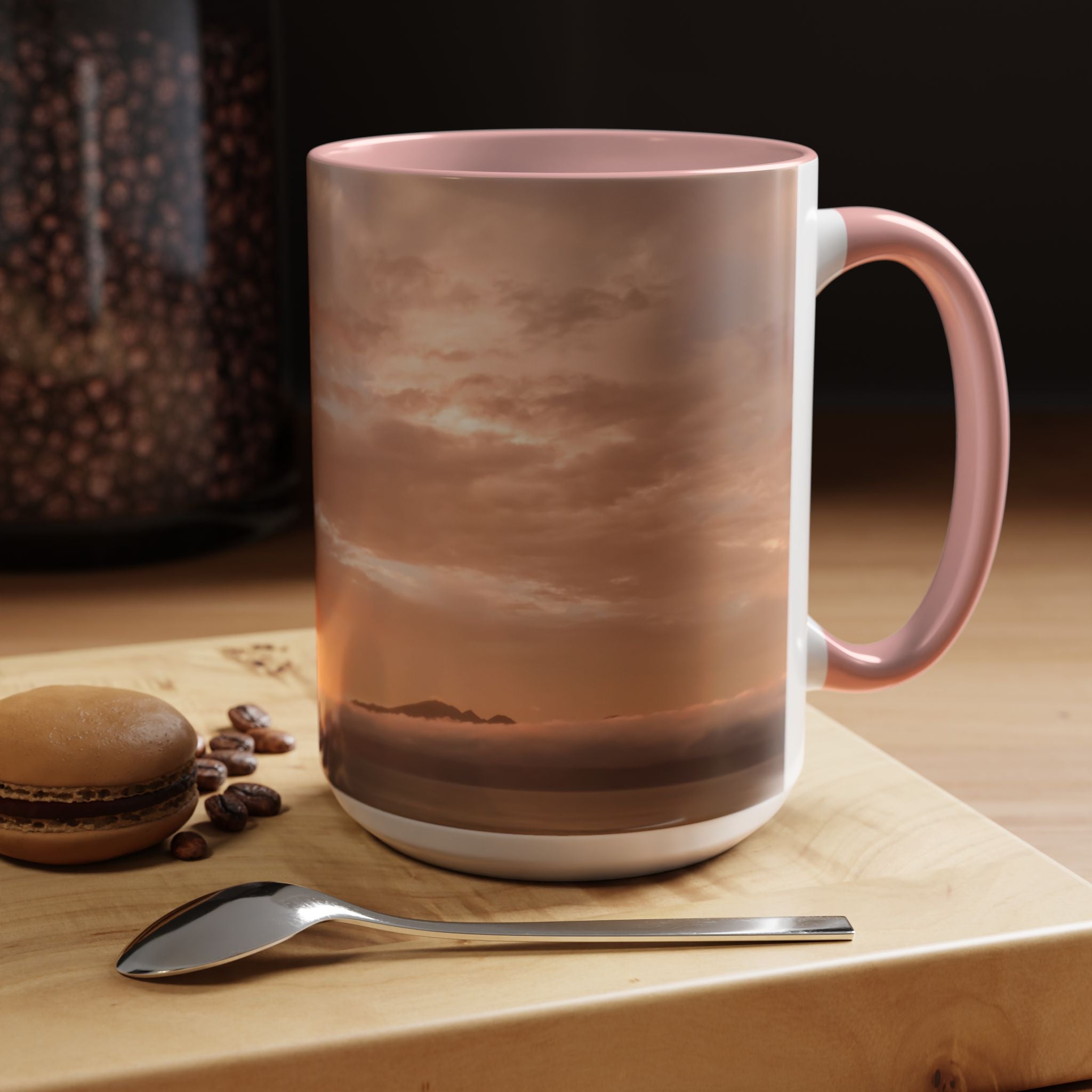 Wisdom Embodiment . Sunset Sky Accent Coffee Mug - Perfect for Cozy Mornings and Relaxing Evenings