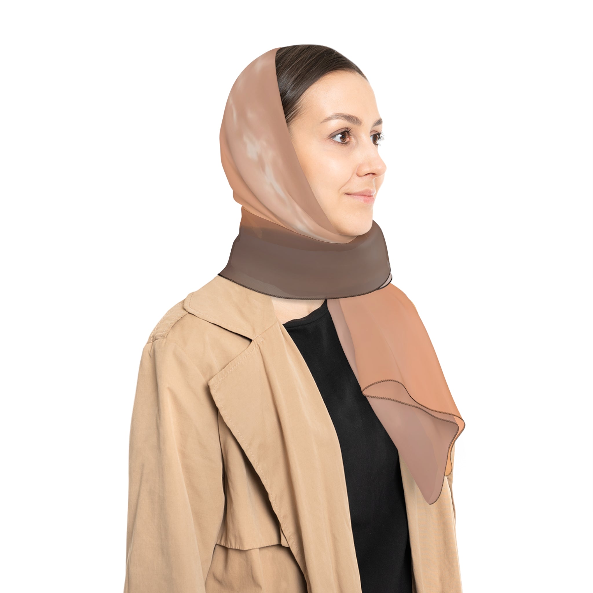 Wisdom Embodiment . Horizon Scarf — Pink Gradient Silk-Look Square Scarf