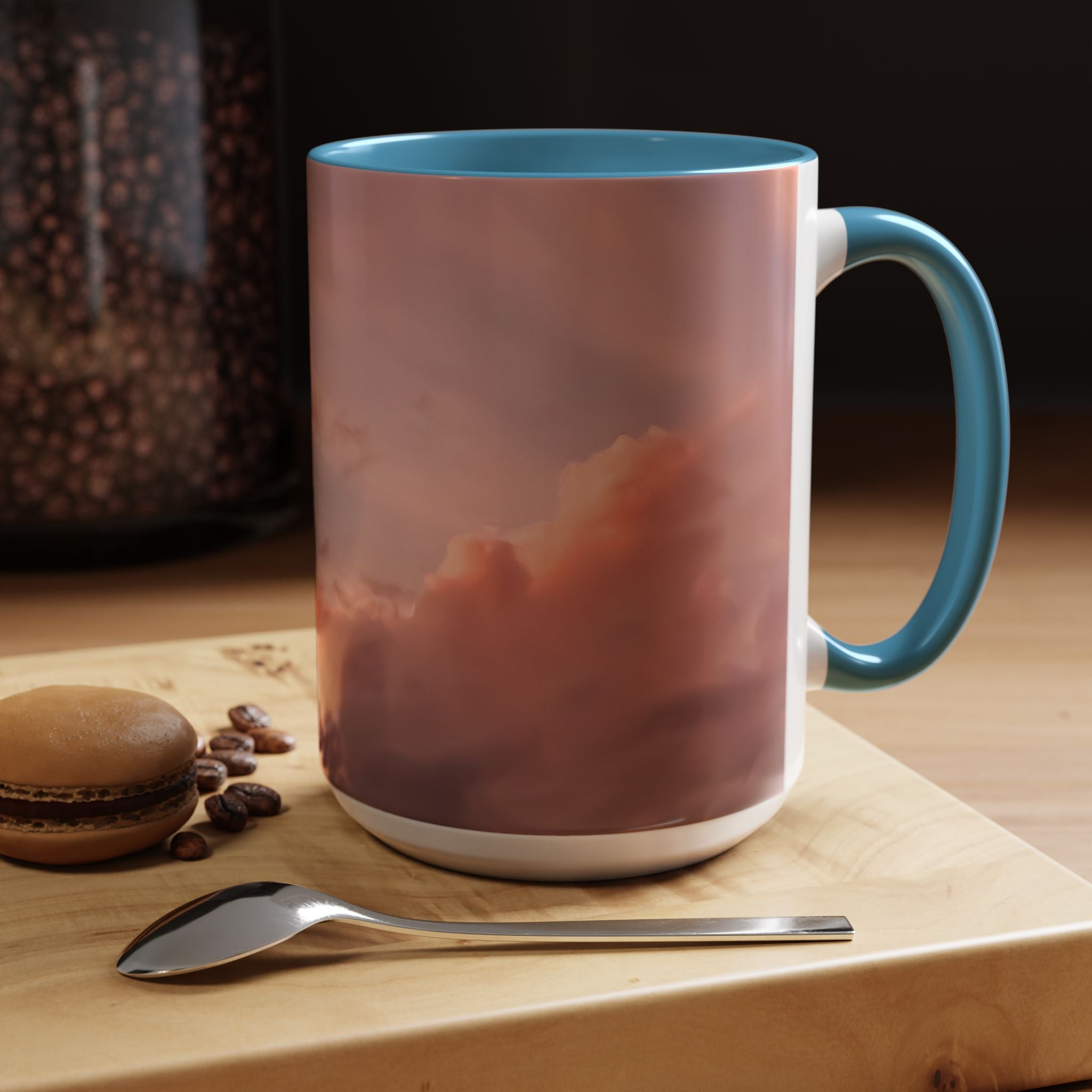 Love Connection . Sunset Sky Accent Coffee Mug - Perfect for Cozy Mornings and Relaxing Evenings