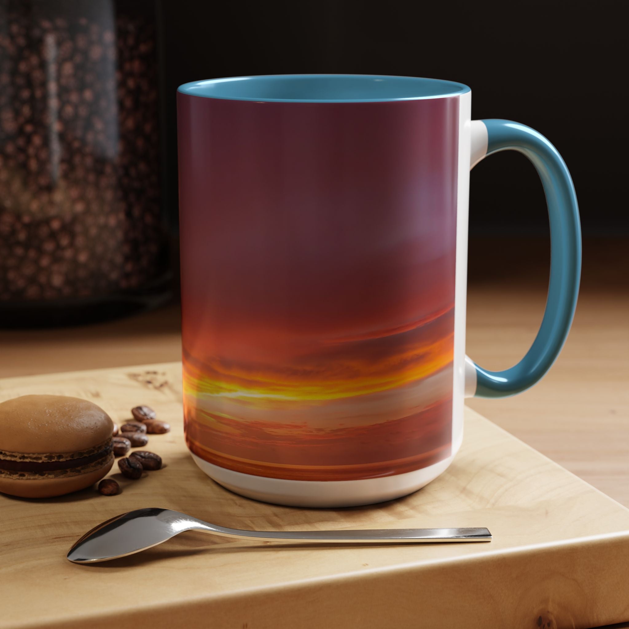Love Alignment . Sunset Sky Accent Coffee Mug - Perfect for Cozy Mornings and Relaxing Evenings