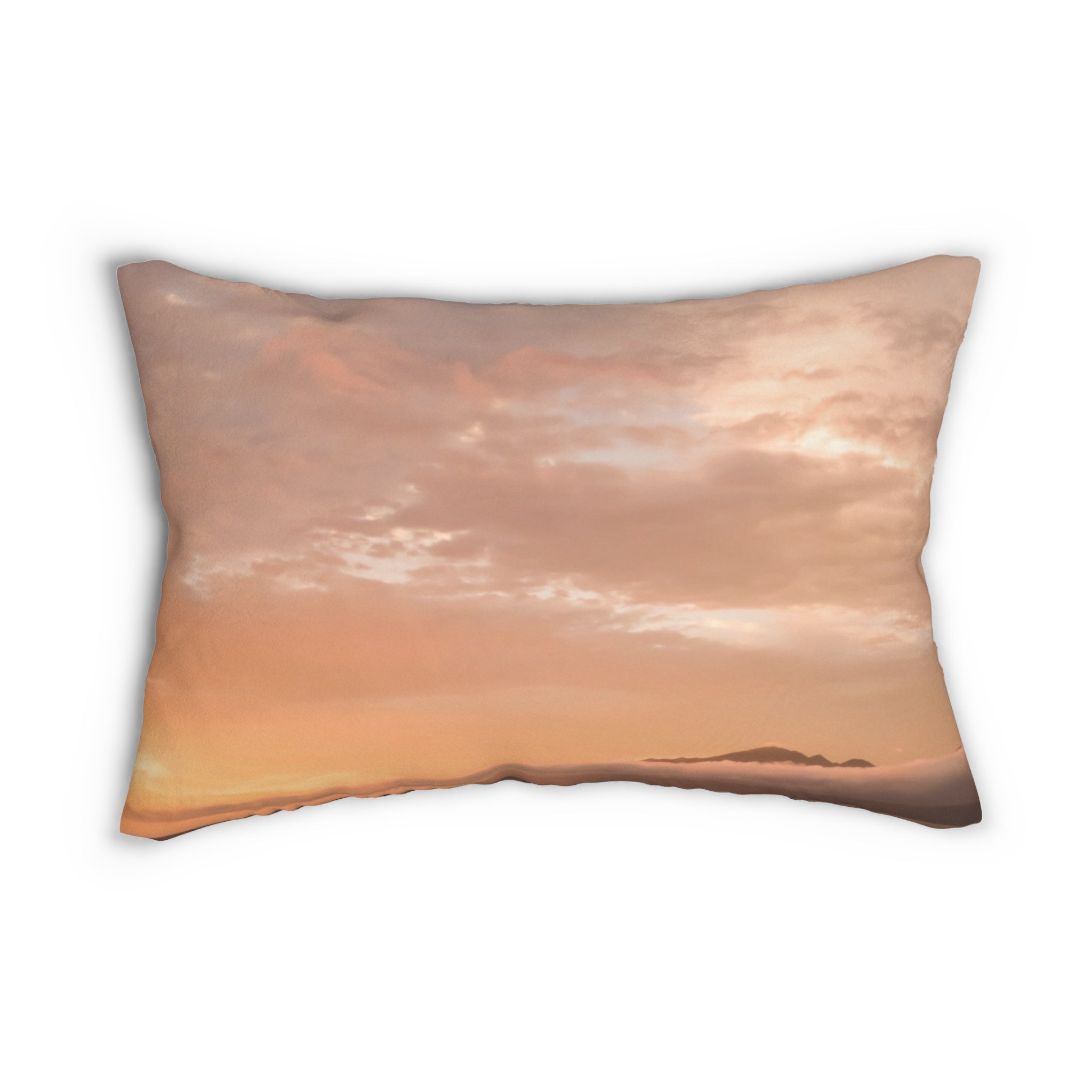 Wisdom Embodiment - Sunset Serenity Lumbar Pillow - Cozy Home Decor for Relaxation