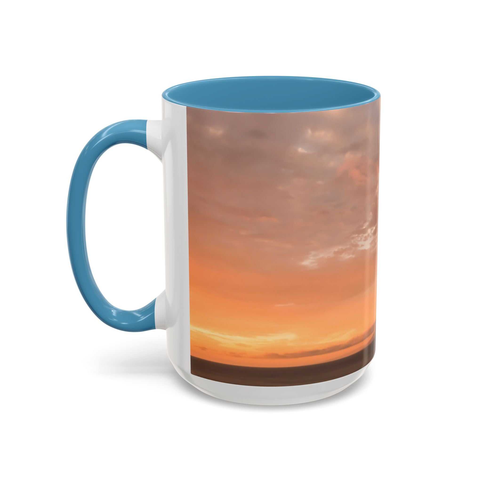 Wisdom Embodiment . Sunset Sky Accent Coffee Mug - Perfect for Cozy Mornings and Relaxing Evenings