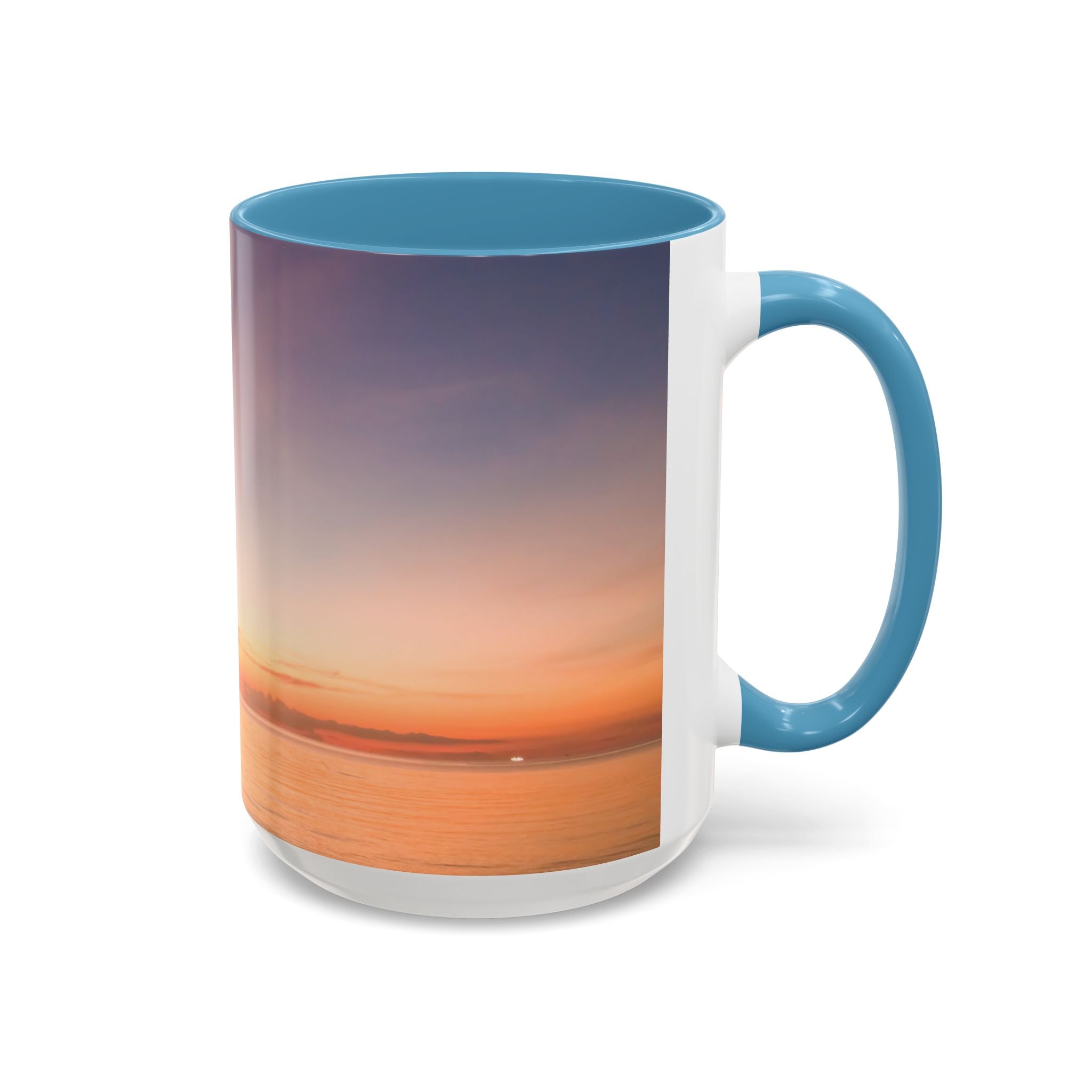 Wisdom Manfestation . Sunset Sky Accent Coffee Mug - Perfect for Cozy Mornings and Relaxing Evenings