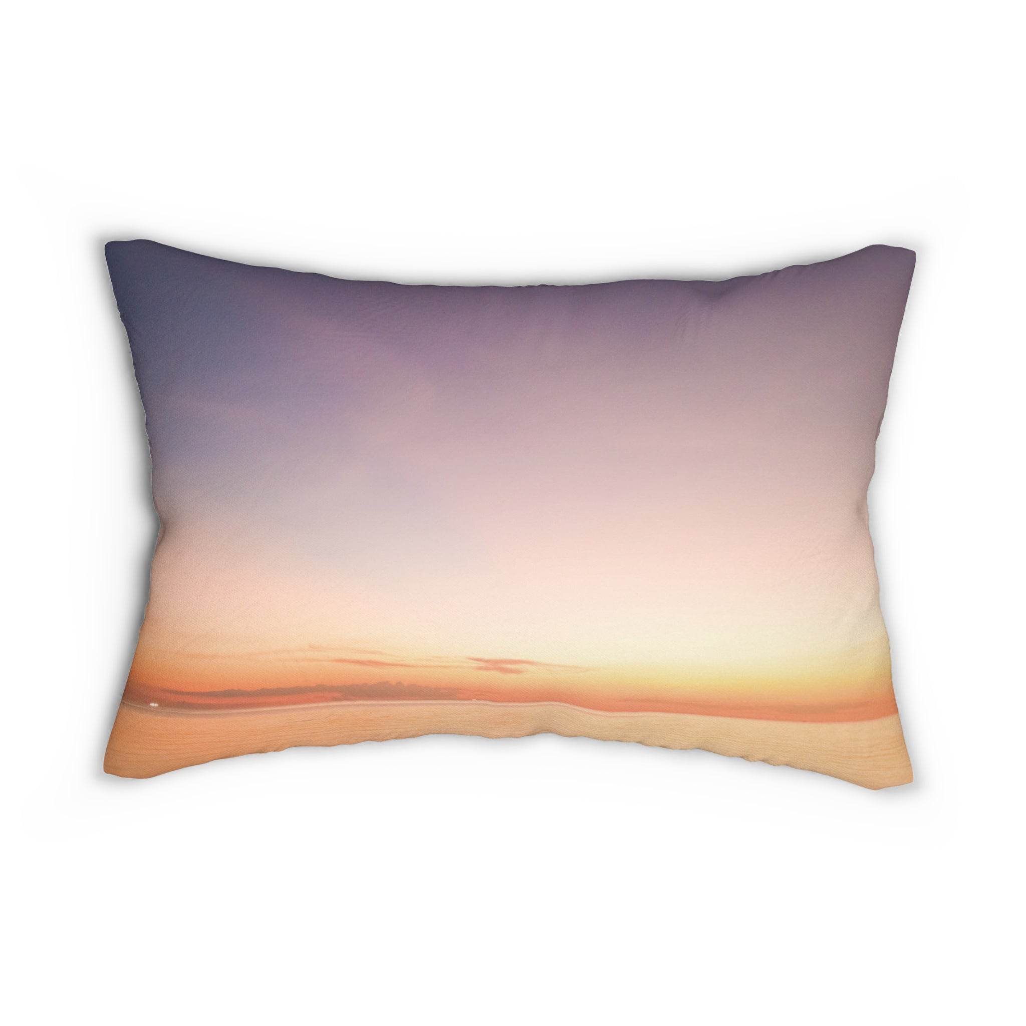 Wisdom Manifestation - Sunset Serenity Lumbar Pillow - Cozy Home Decor for Relaxation