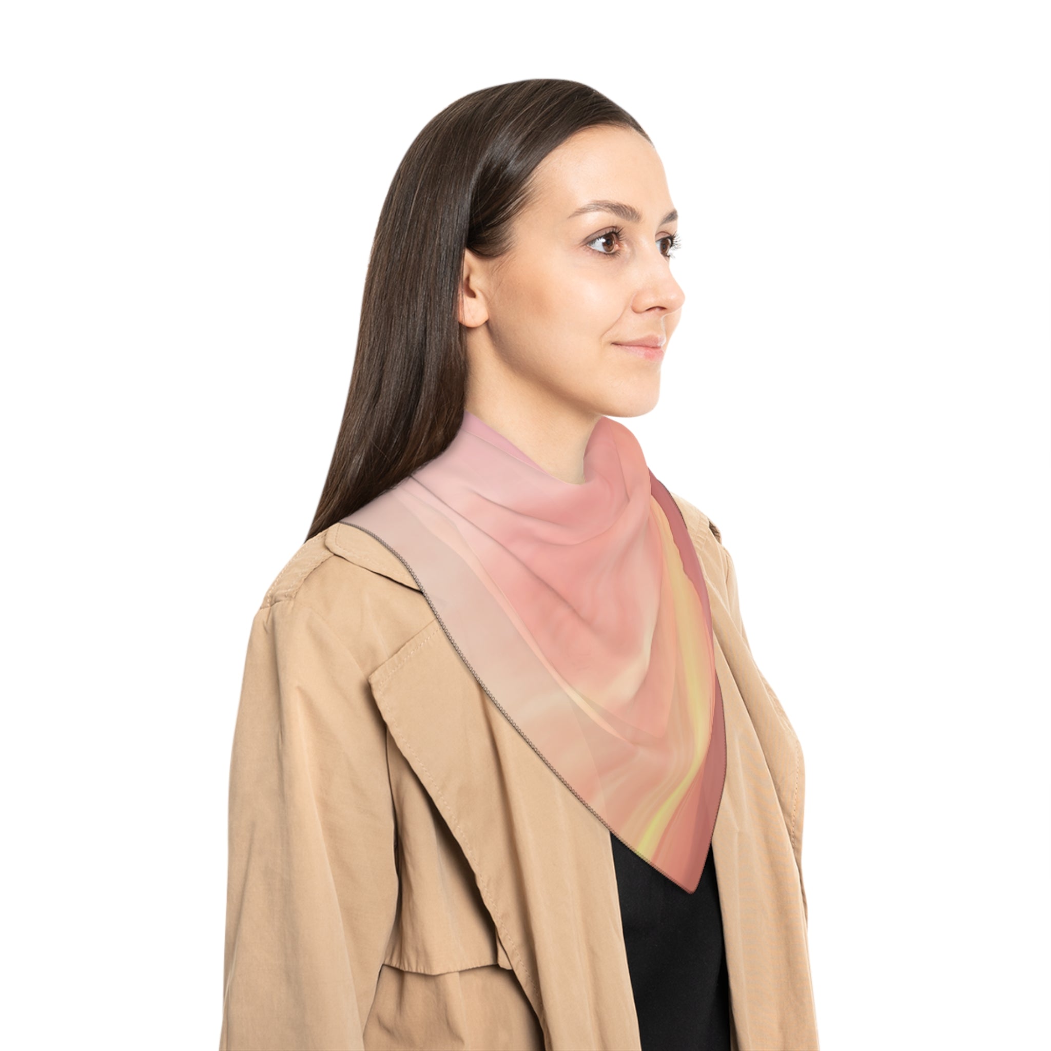 Love Embodiment . Horizon Scarf — Pink Gradient Silk-Look Square Scarf