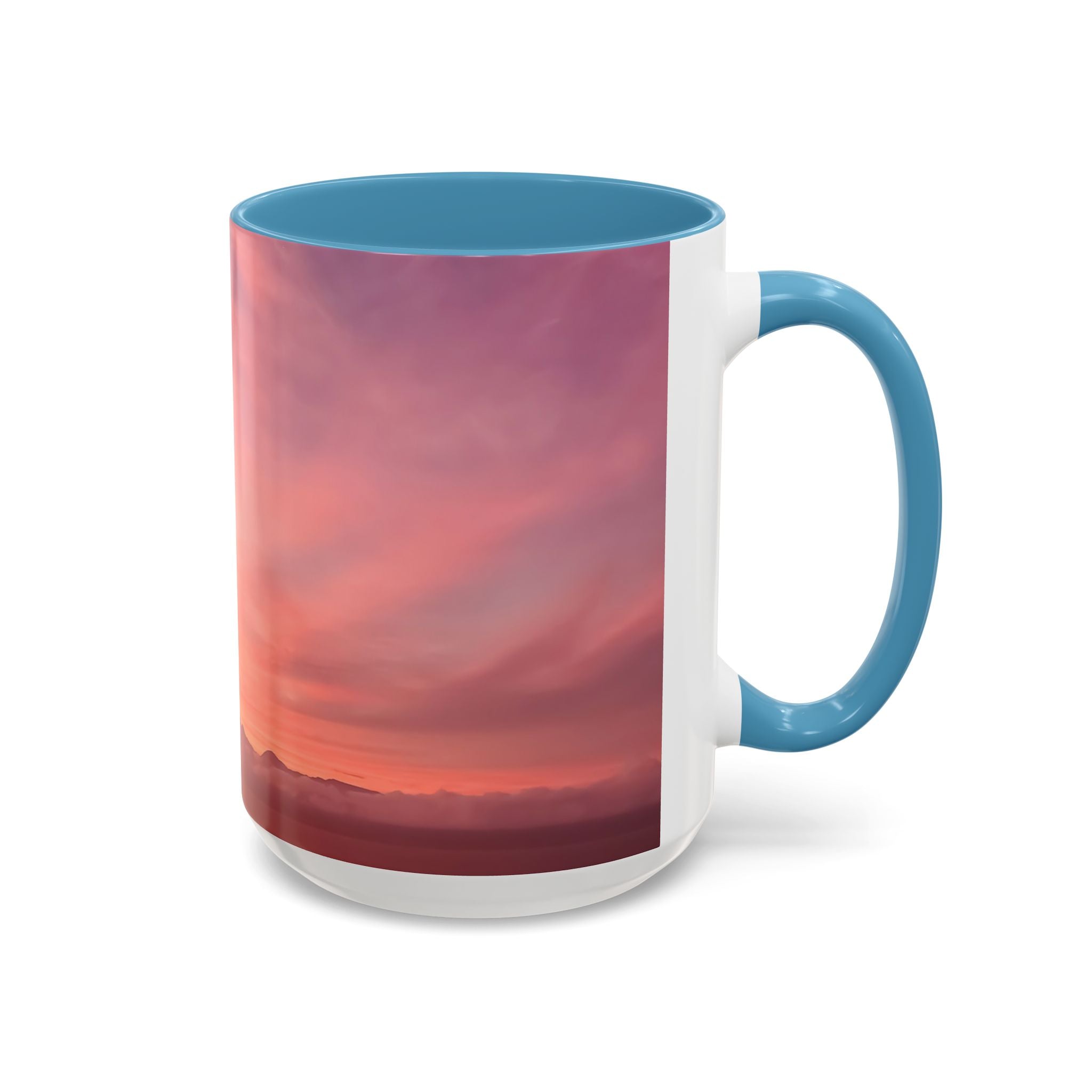 Love Embodiment . Sunset Sky Accent Coffee Mug - Perfect for Cozy Mornings and Relaxing Evenings