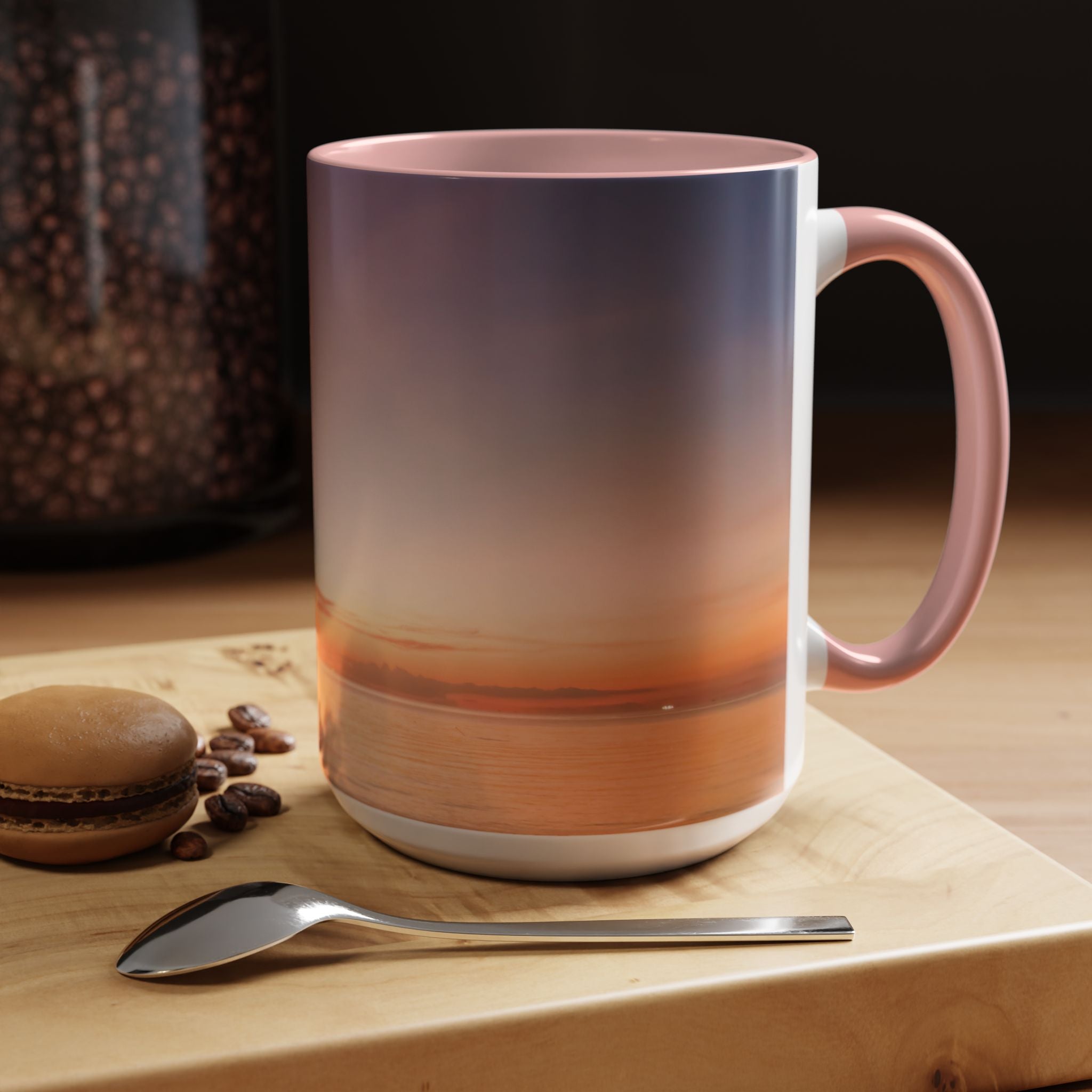 Wisdom Manfestation . Sunset Sky Accent Coffee Mug - Perfect for Cozy Mornings and Relaxing Evenings