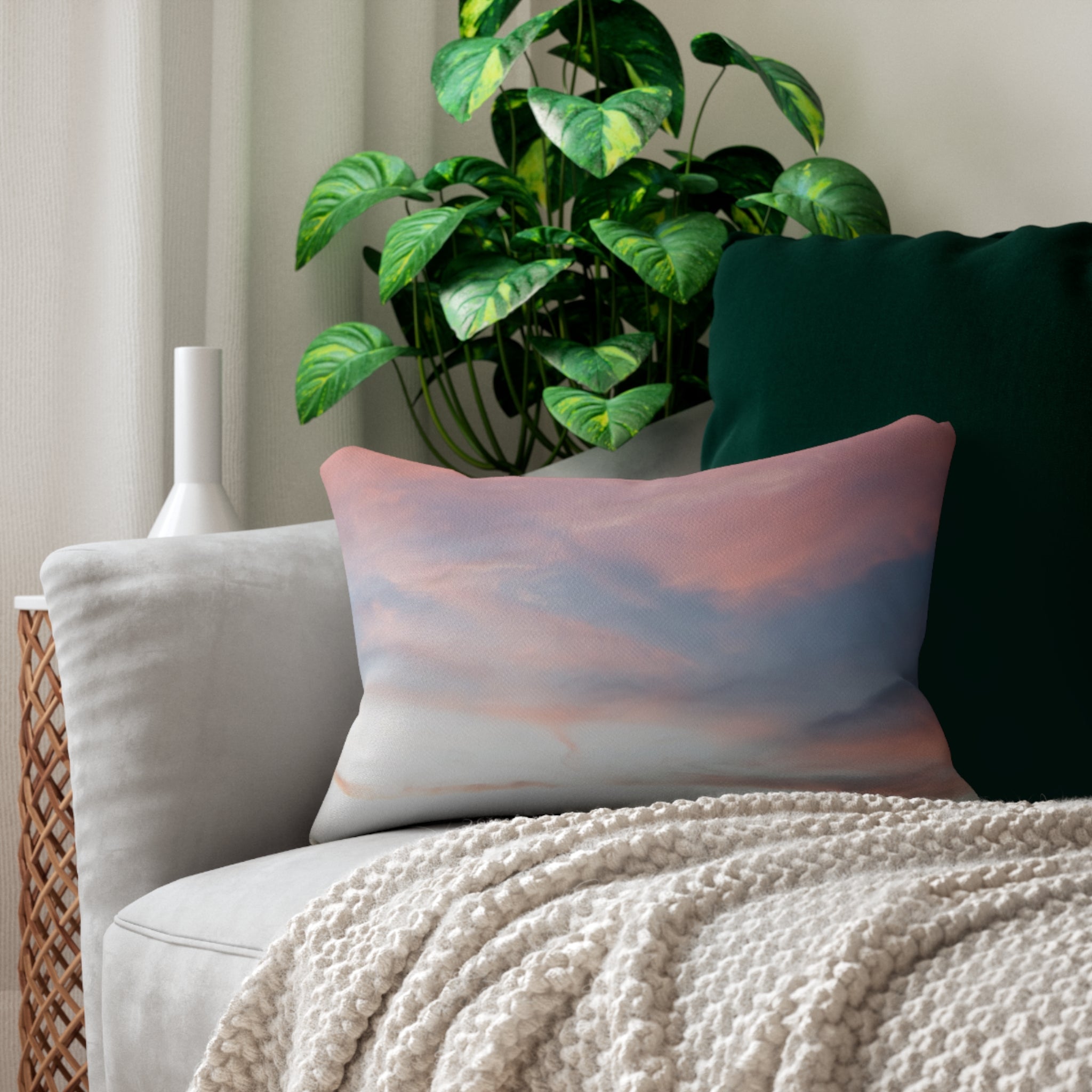 Love Manifestation - Pastel Sunset Lumbar Pillow - Relaxing Home Decor