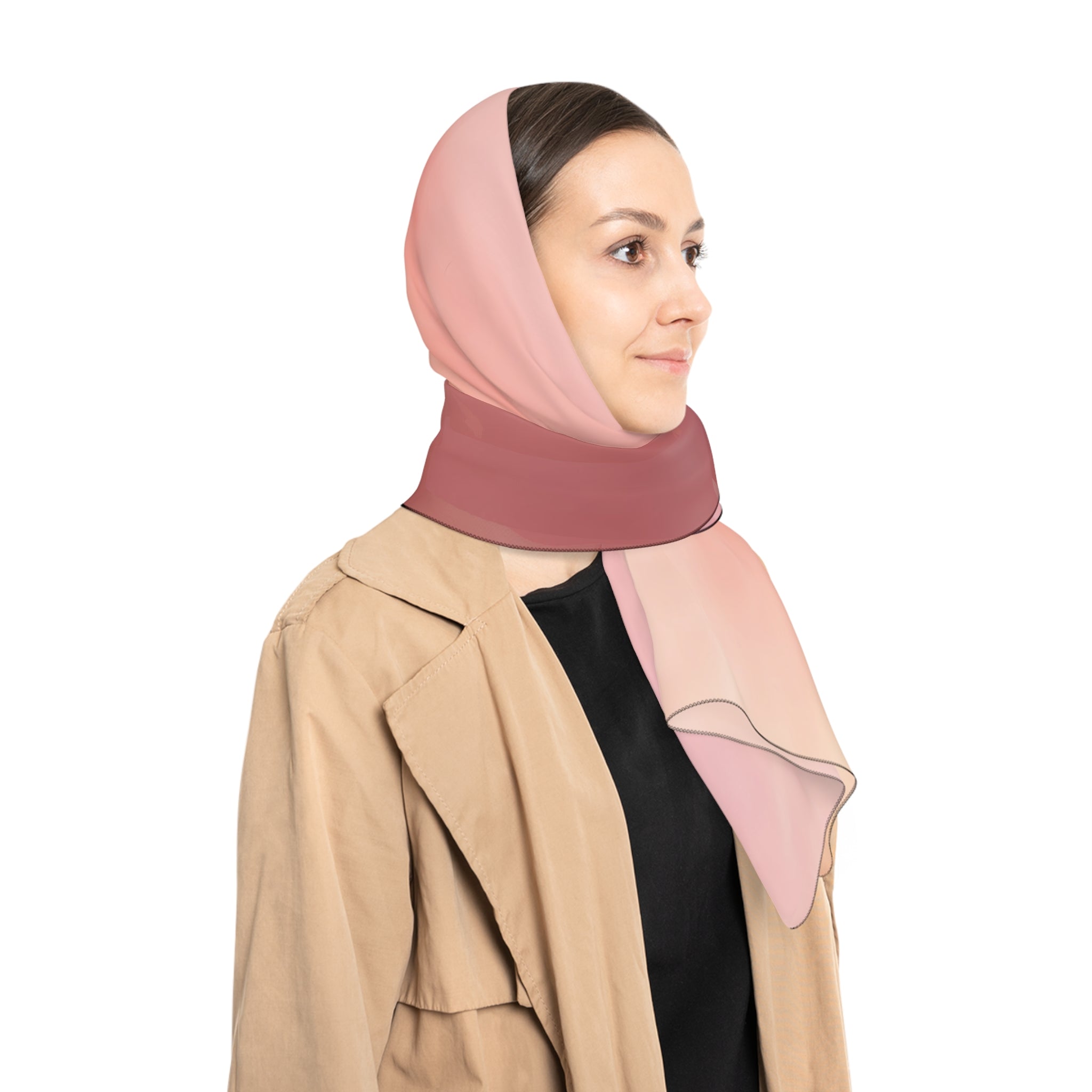 Love Embodiment . Horizon Scarf — Pink Gradient Silk-Look Square Scarf