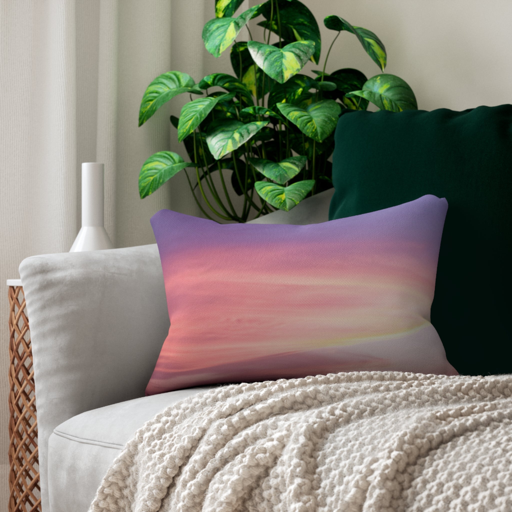 Love Activation - Pastel Sunset Lumbar Pillow - Relaxing Home Decor