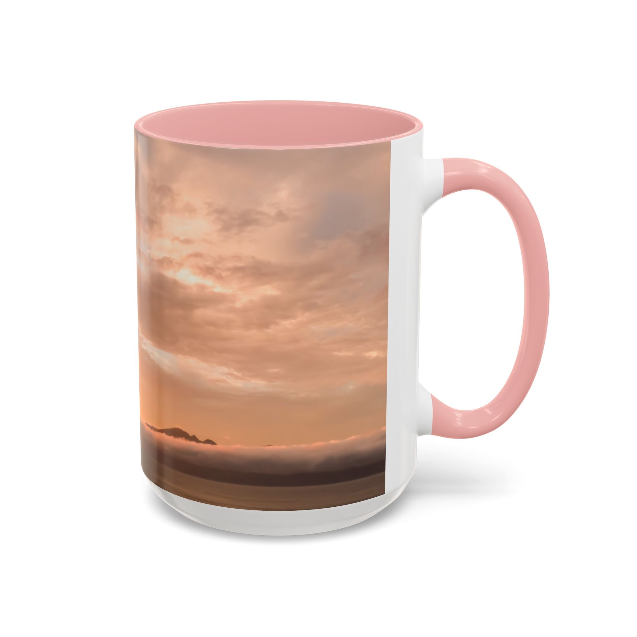 Wisdom Embodiment . Sunset Sky Accent Coffee Mug - Perfect for Cozy Mornings and Relaxing Evenings