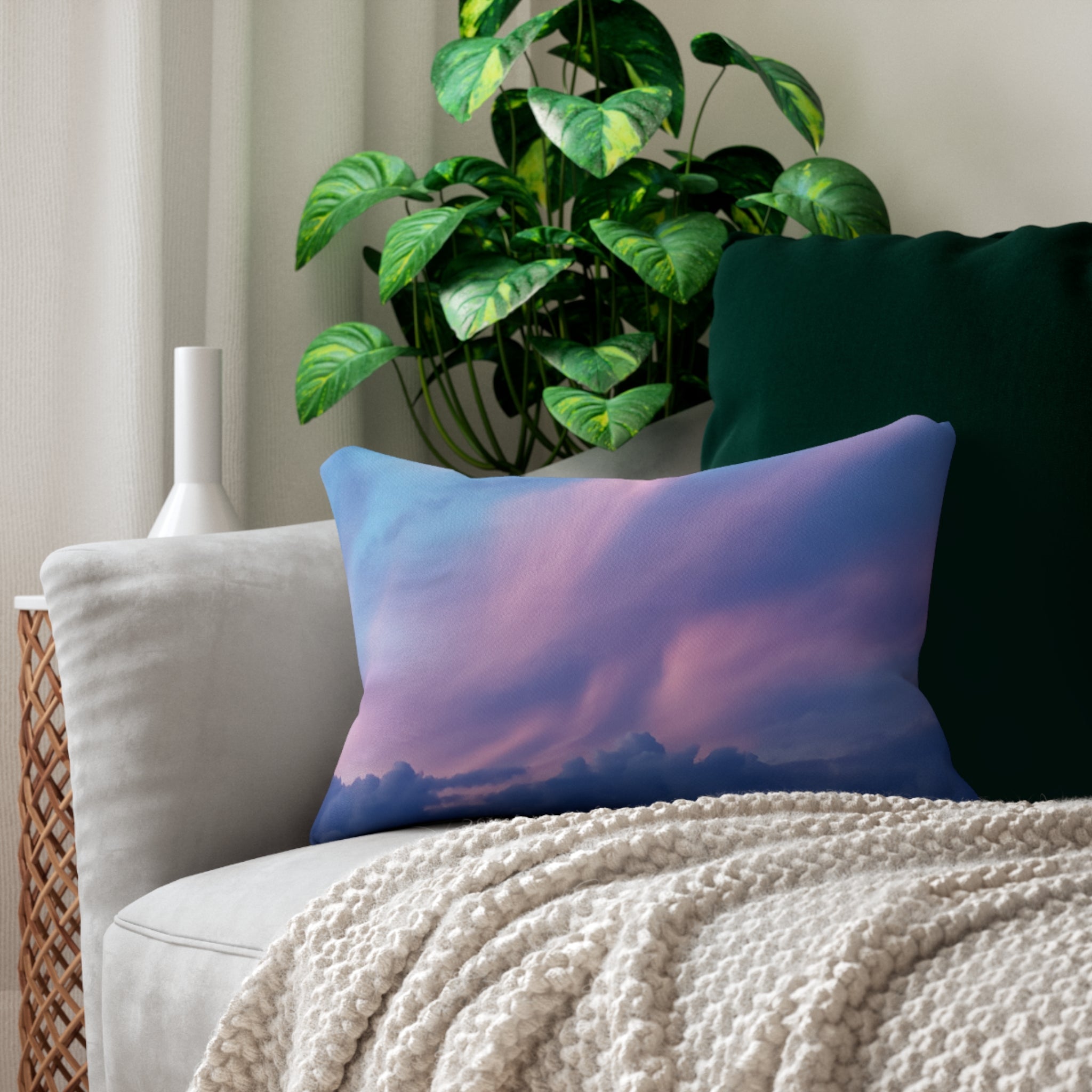 Power Manifestation - Serene Blue Sky Lumbar Pillow