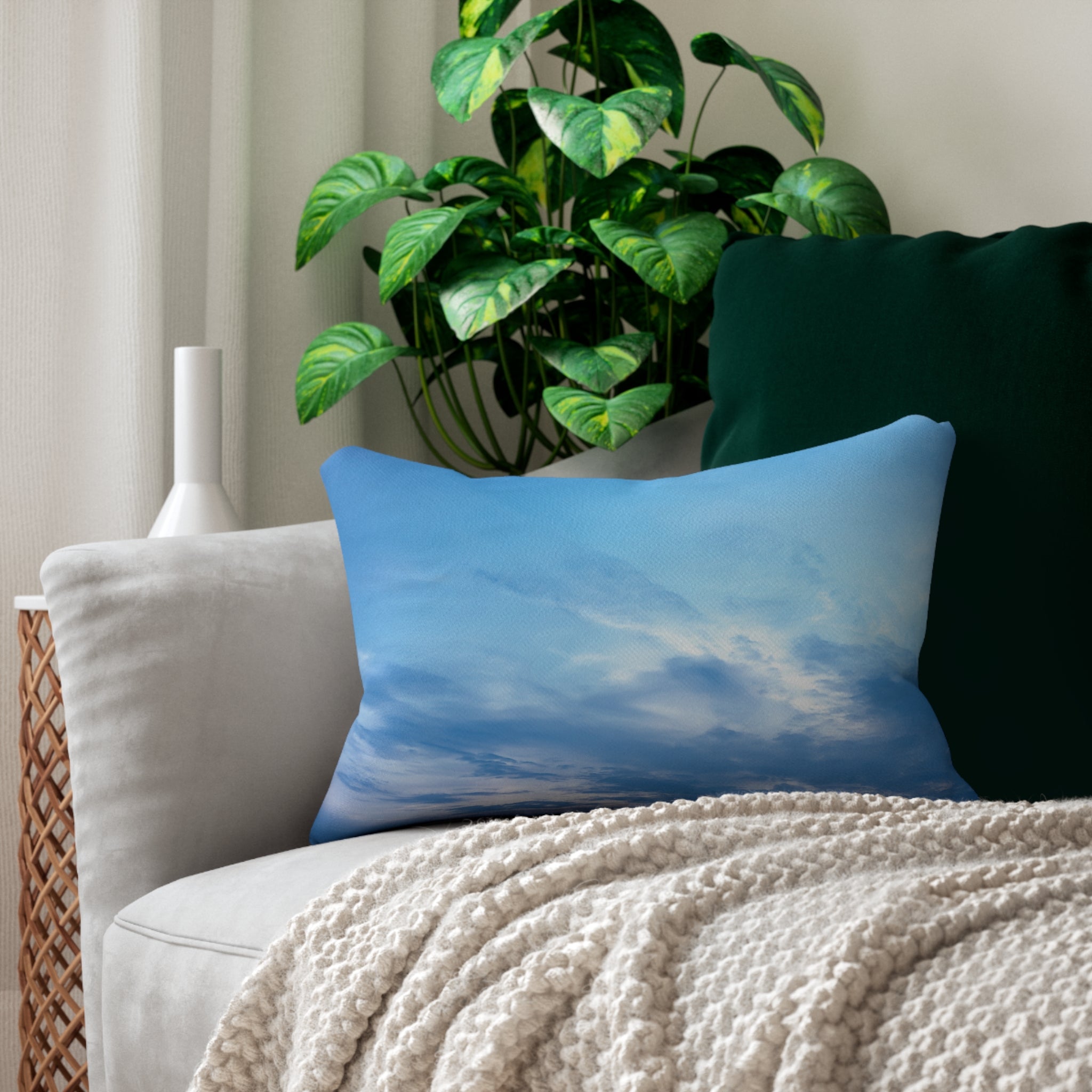 Power Creation - Serene Blue Sky Lumbar Pillow