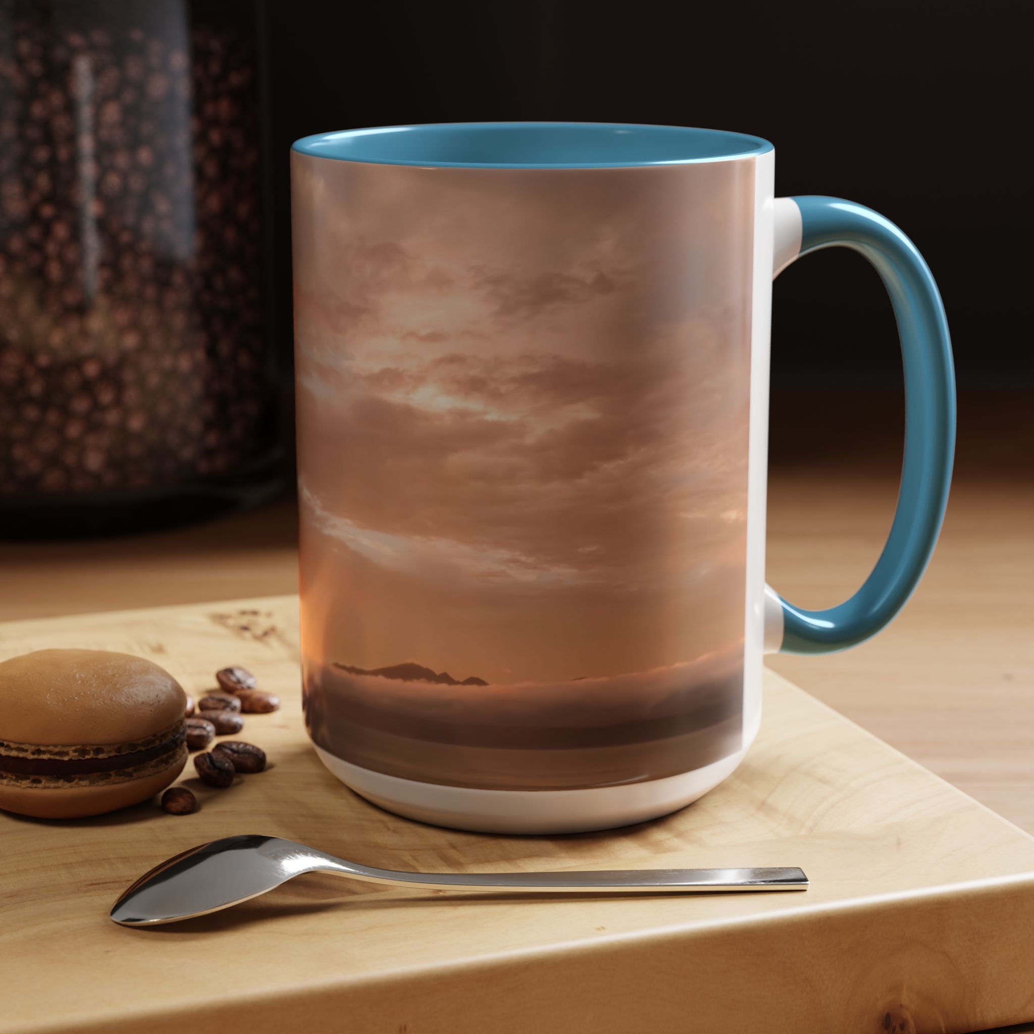 Wisdom Embodiment . Sunset Sky Accent Coffee Mug - Perfect for Cozy Mornings and Relaxing Evenings
