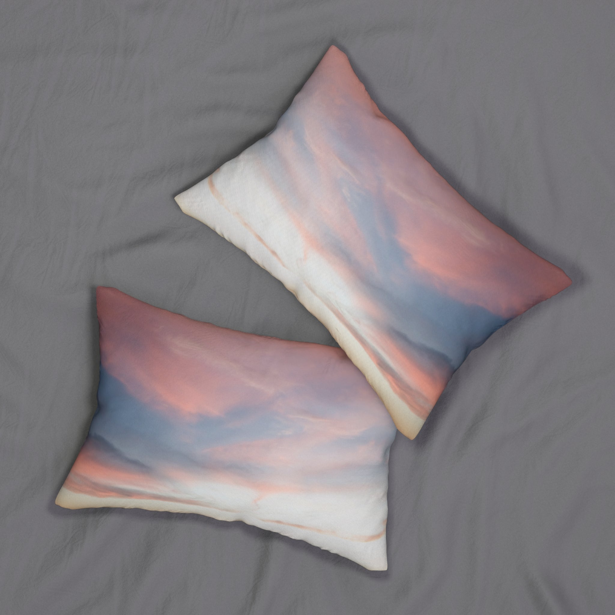 Love Manifestation . Sunset Clouds Lumbar Pillow - Soft Spun Polyester Decorative Cushion