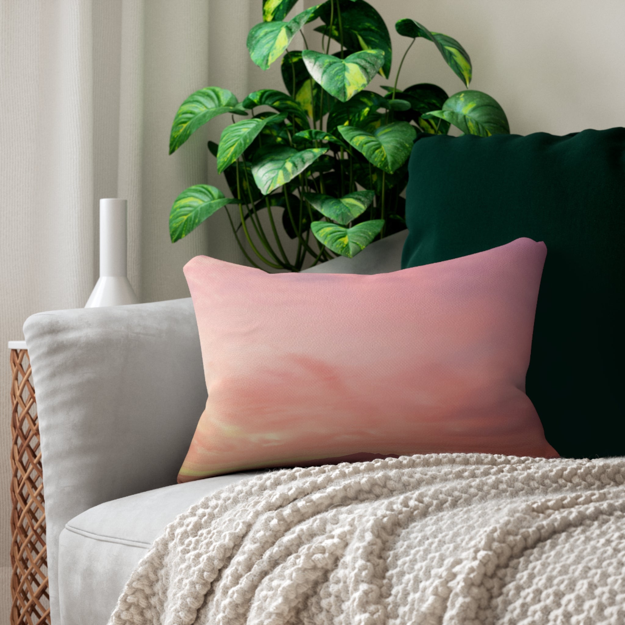 Love Embodiment - Pastel Sunset Lumbar Pillow - Relaxing Home Decor