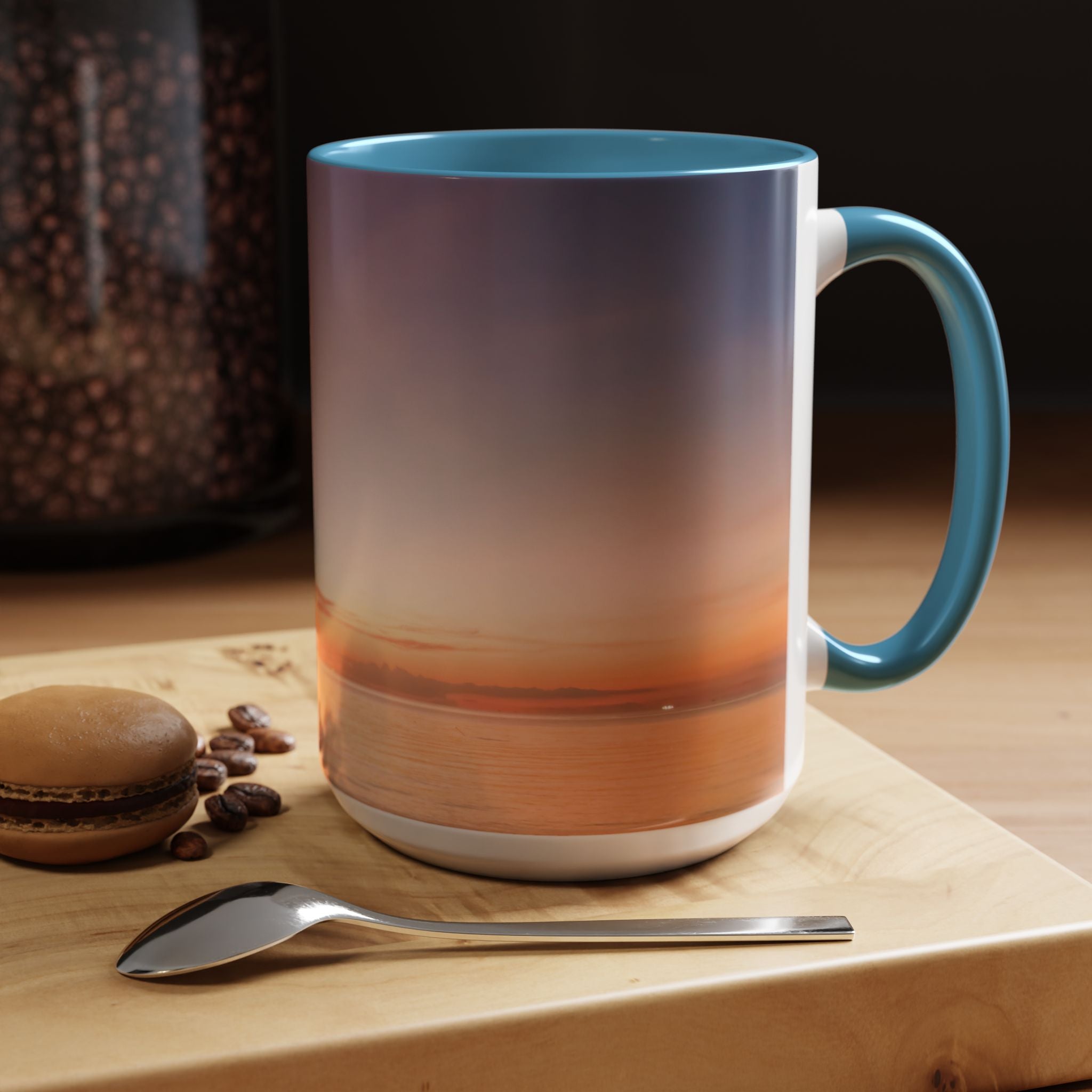 Wisdom Manfestation . Sunset Sky Accent Coffee Mug - Perfect for Cozy Mornings and Relaxing Evenings