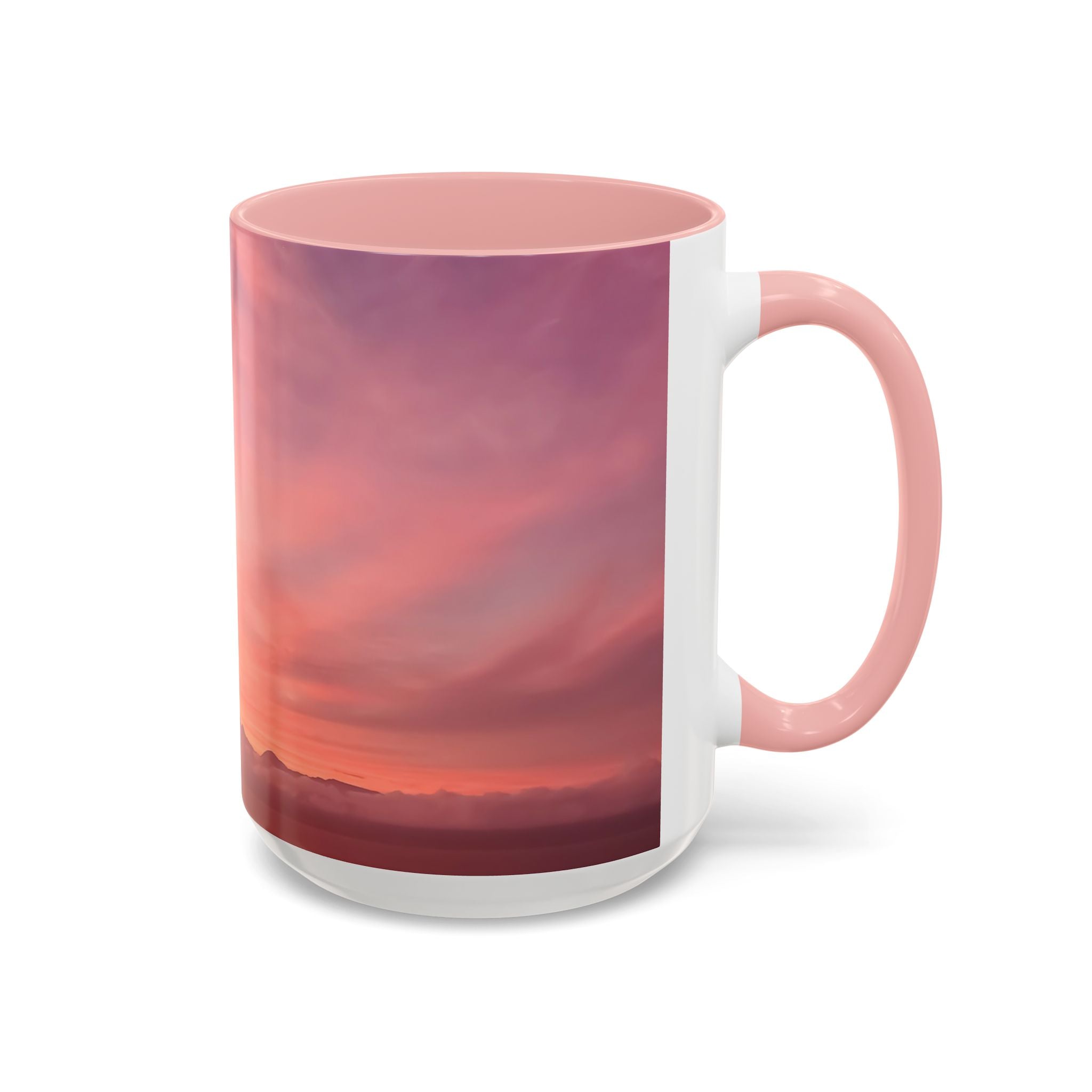 Love Embodiment . Sunset Sky Accent Coffee Mug - Perfect for Cozy Mornings and Relaxing Evenings