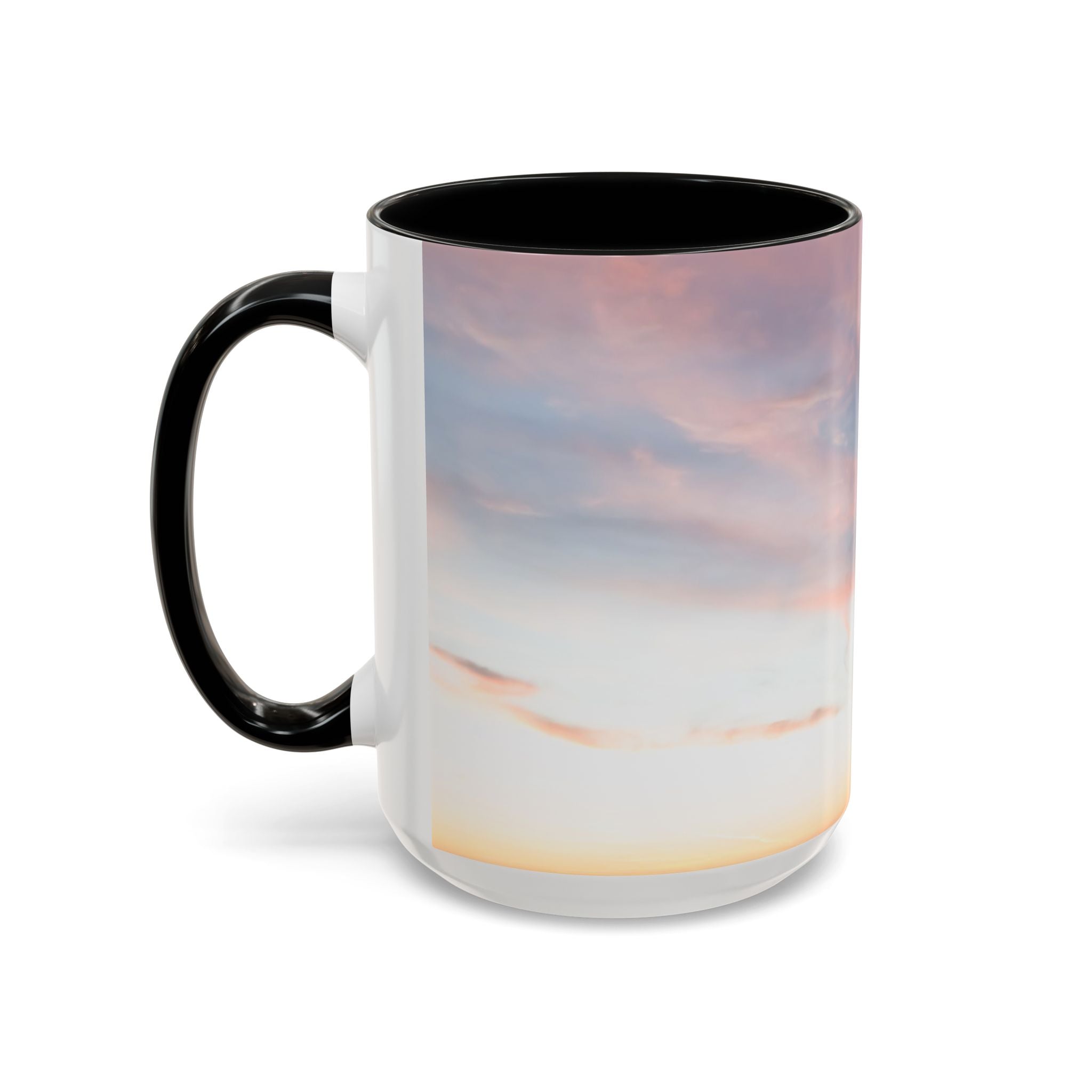 Love Manifestation . Sunset Sky Accent Coffee Mug - Perfect for Morning Rituals, Gift for Coffee Lovers, Home Decor, Office Mugs, Relaxation