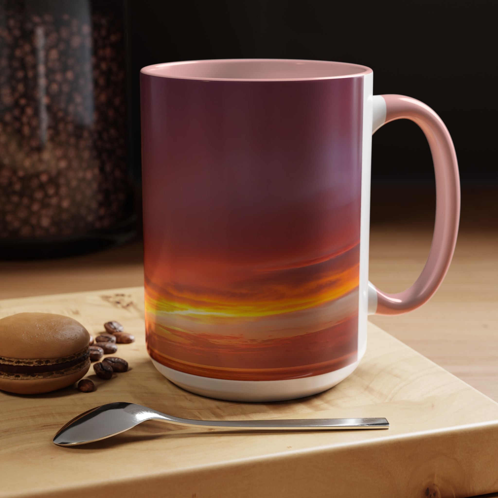 Love Alignment . Sunset Sky Accent Coffee Mug - Perfect for Cozy Mornings and Relaxing Evenings