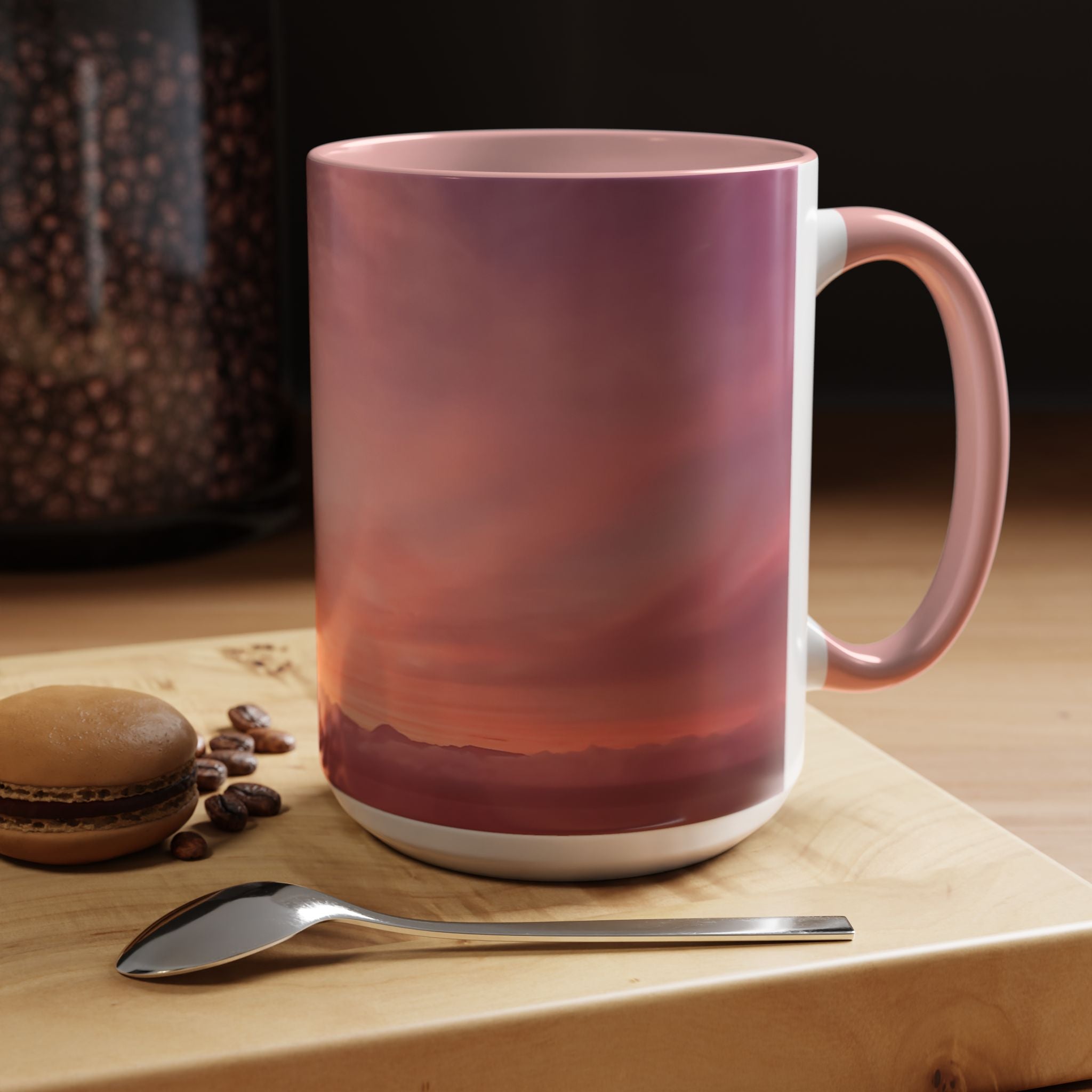 Love Embodiment . Sunset Sky Accent Coffee Mug - Perfect for Cozy Mornings and Relaxing Evenings