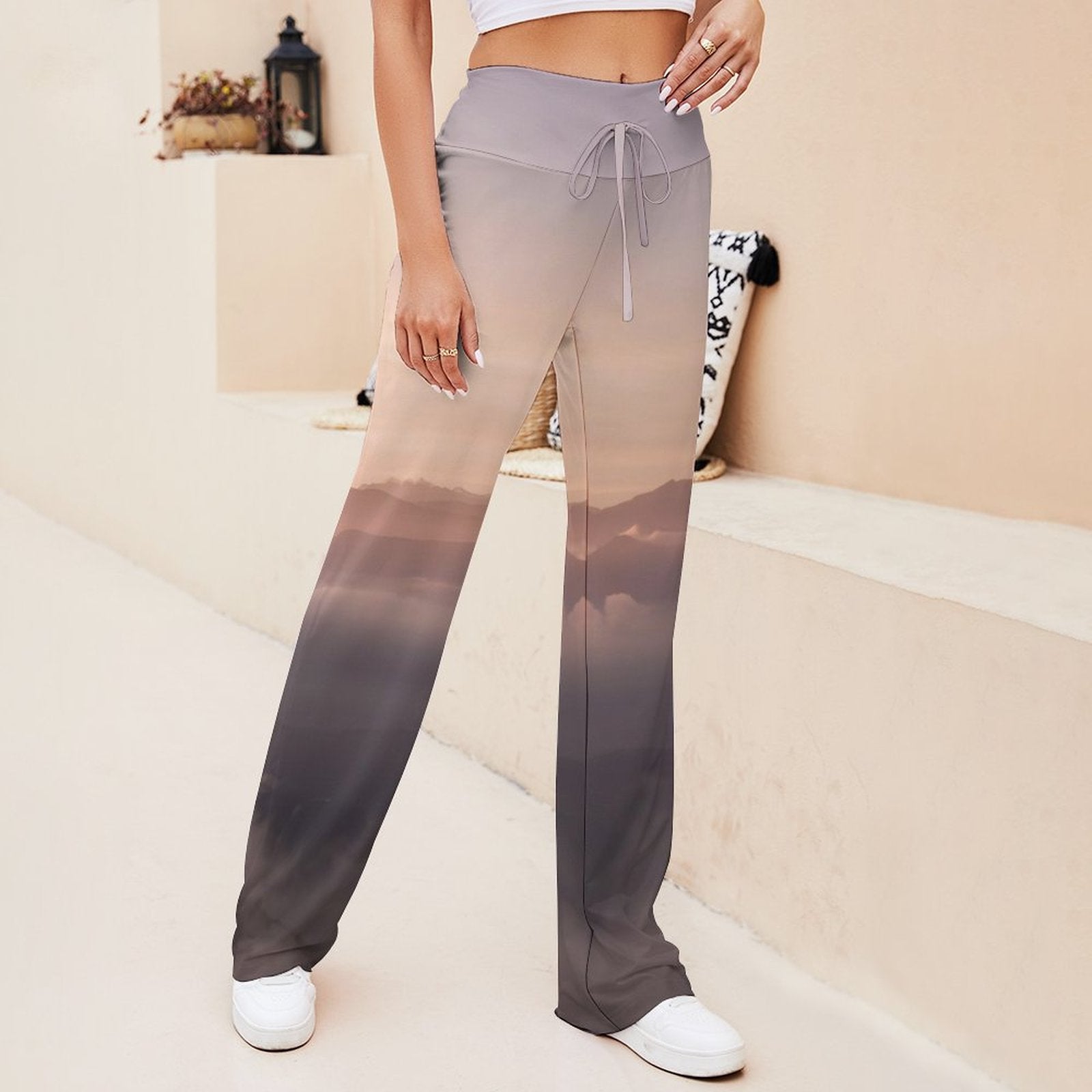 Wisdom Creation . Drawstring Yoga Pants Straight Baggy